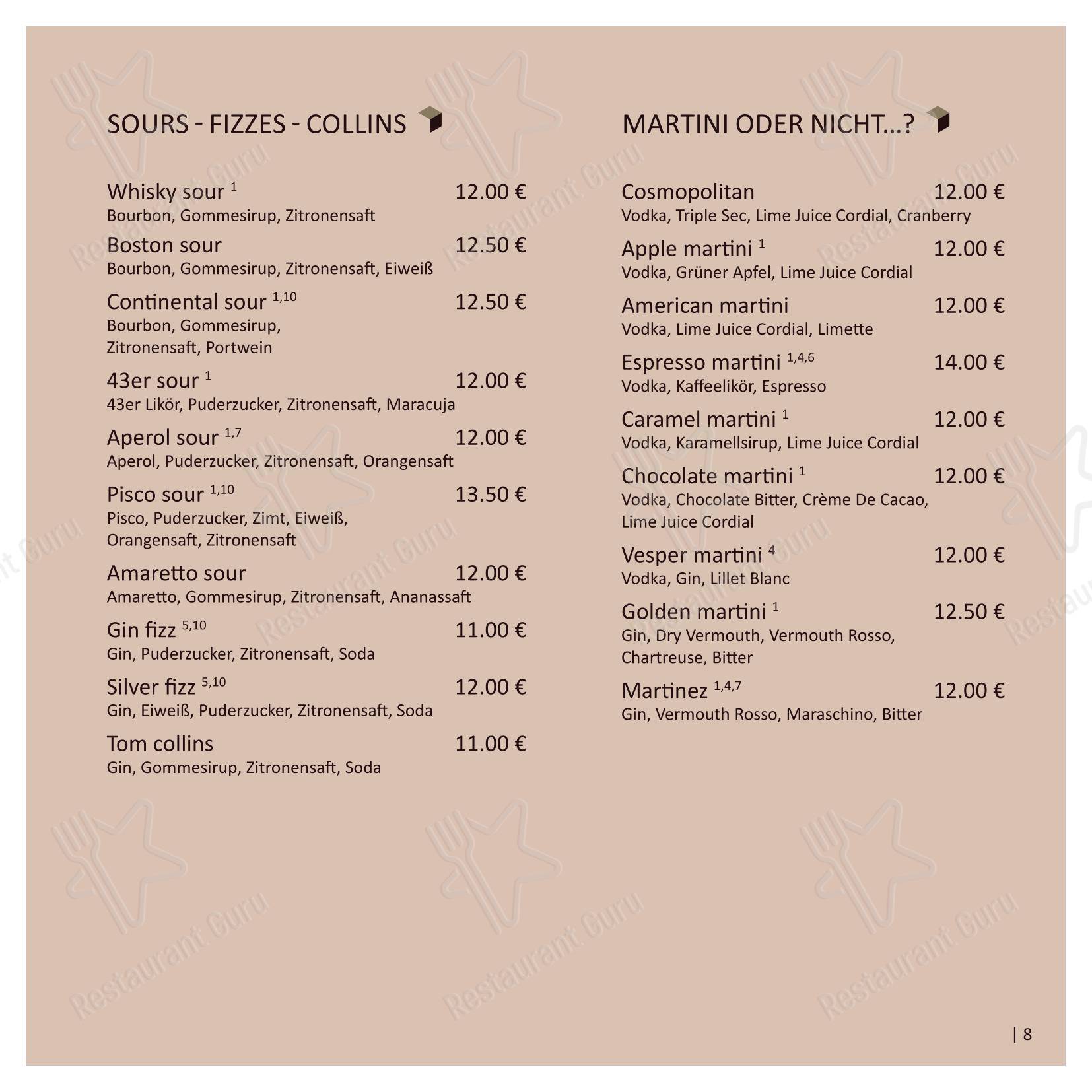 mini Bar Hannover в Ганновере - 菜单