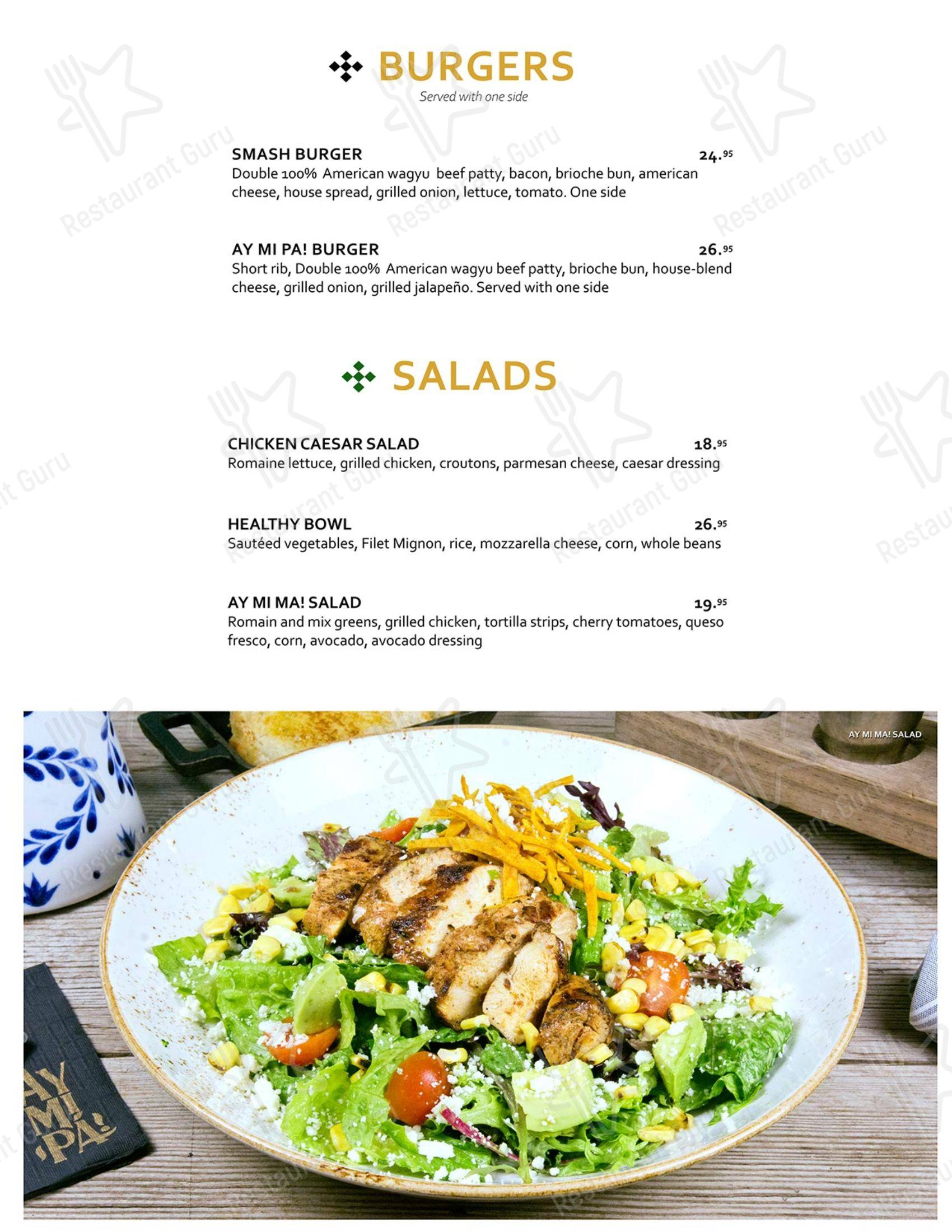 Меню паба и бара Ay Mi Pa Mexican Grill & Cantina в Риверсайде