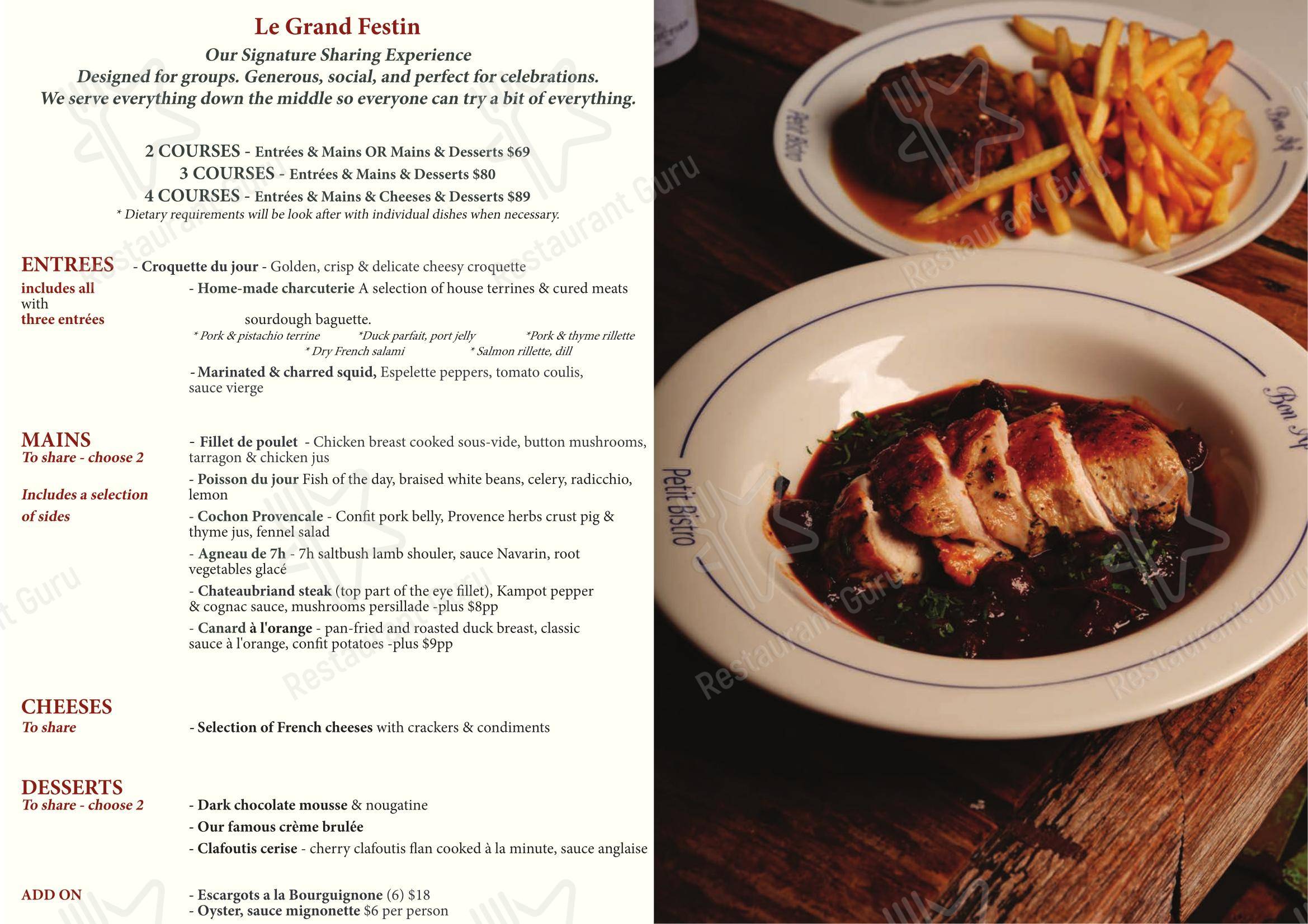 Wine Menu паба и бара Bon Ap' Petit Bistro