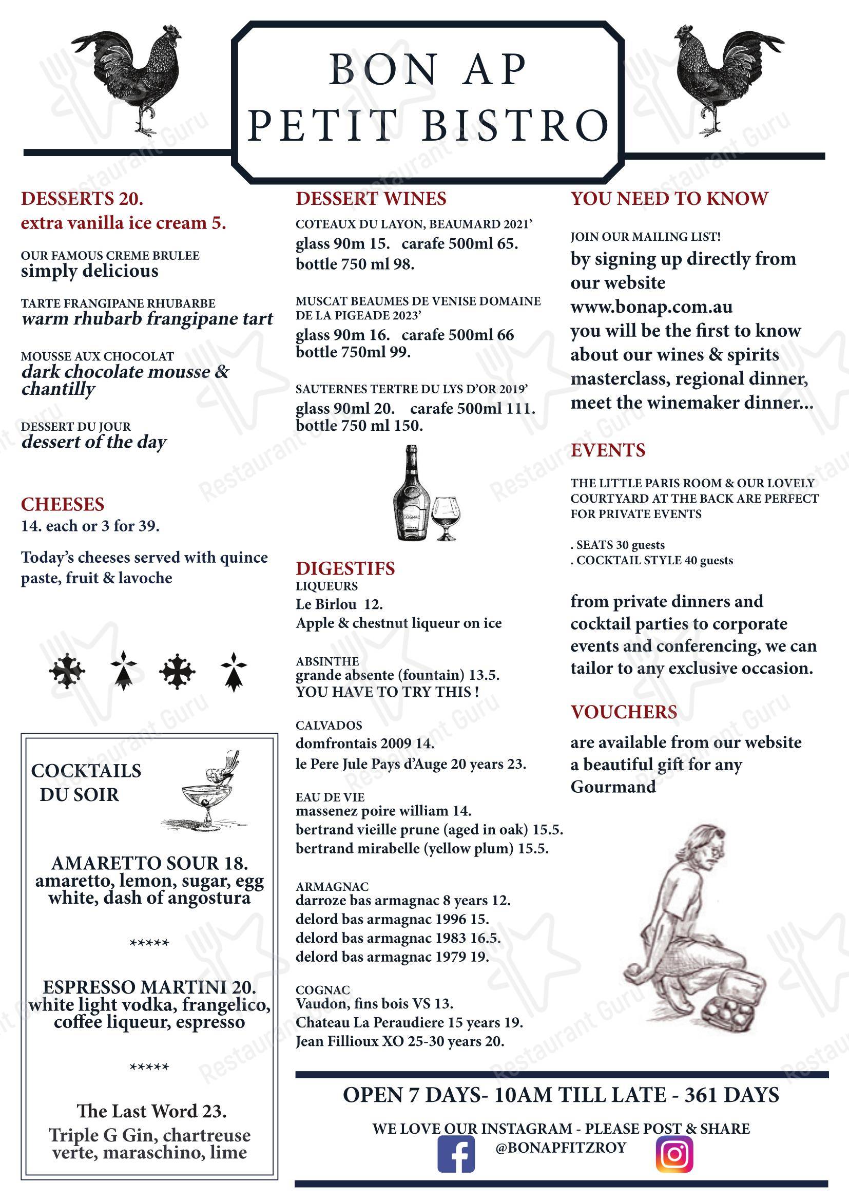 Bon Ap' Petit Bistro в Фицрое - Lunch Menu