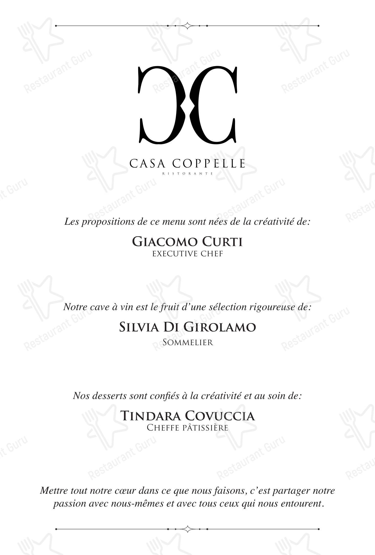 Взгляните на меню Casa Coppelle