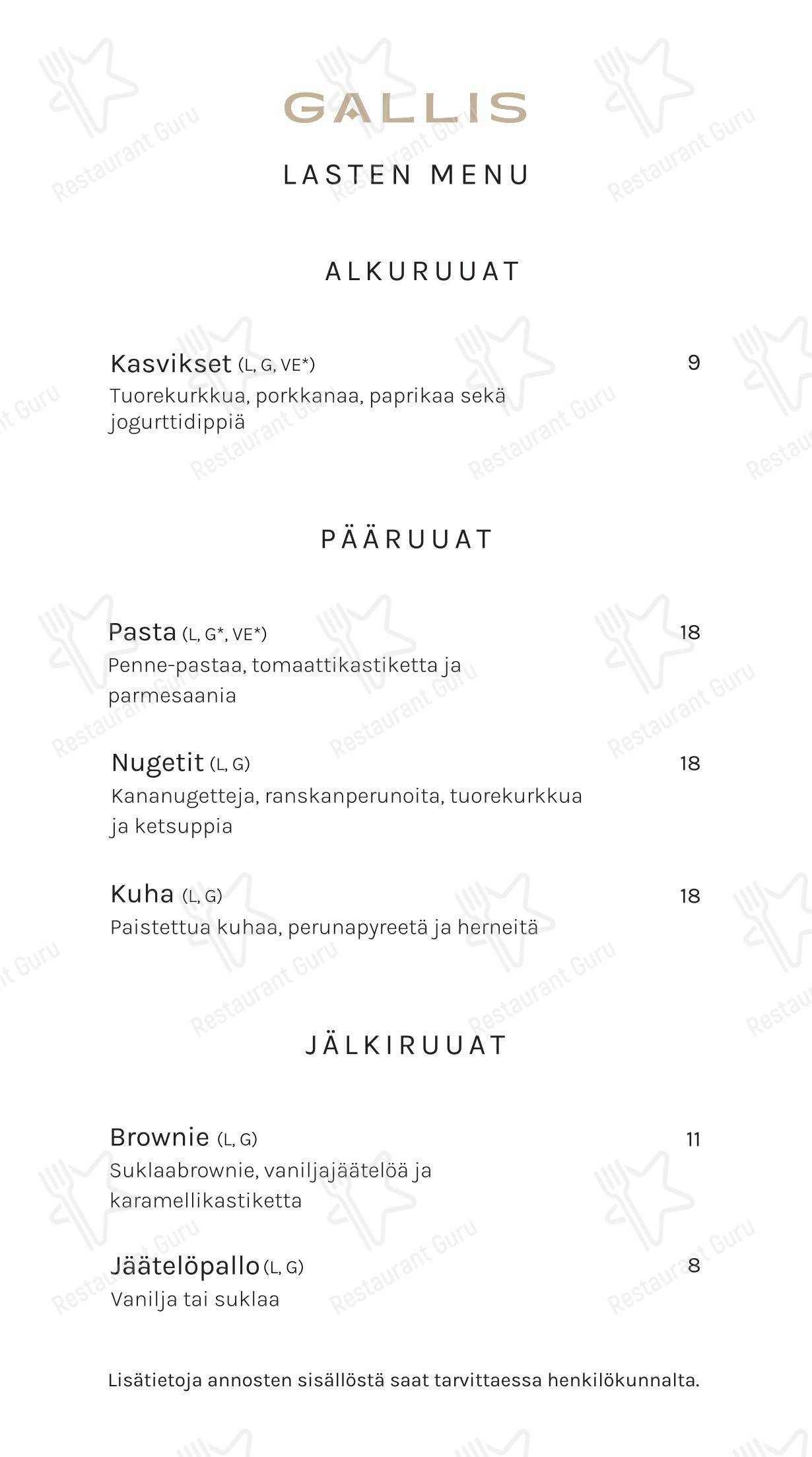 Меню напитков ресторана Glass Resort Restaurant в Рованиеми