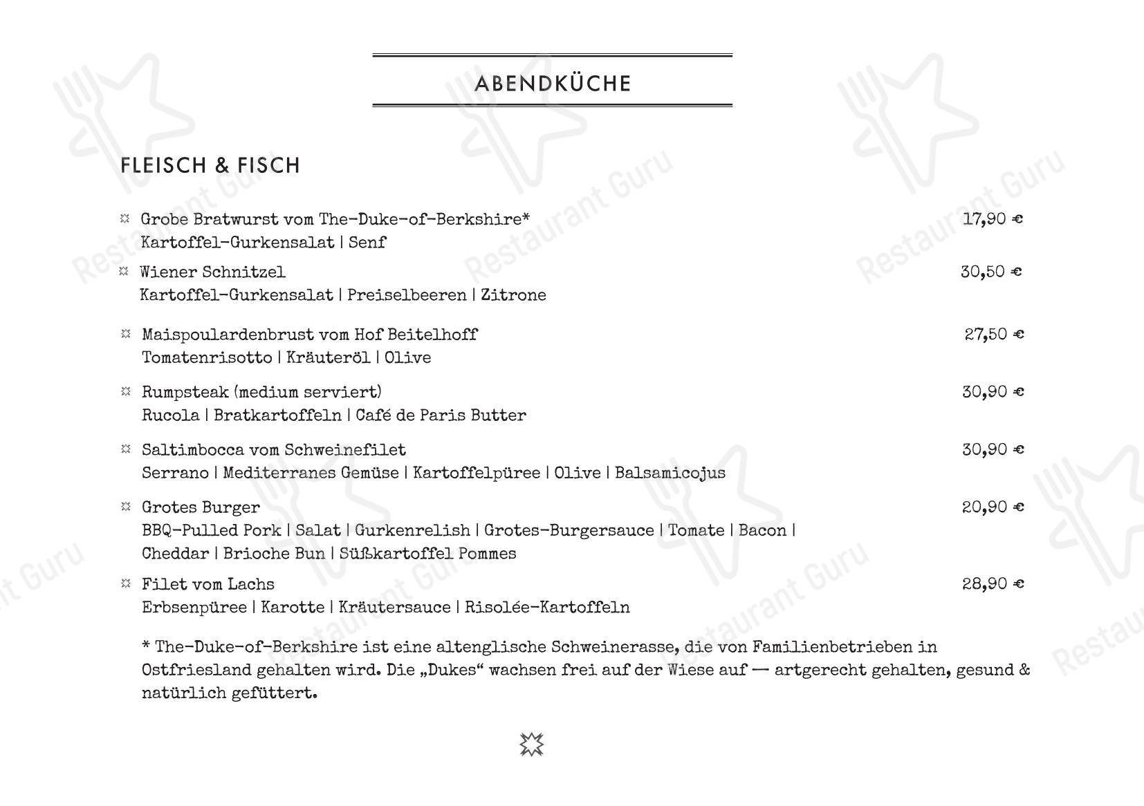 Меню кафе Grotes Restaurant / Münster - Меню напитков
