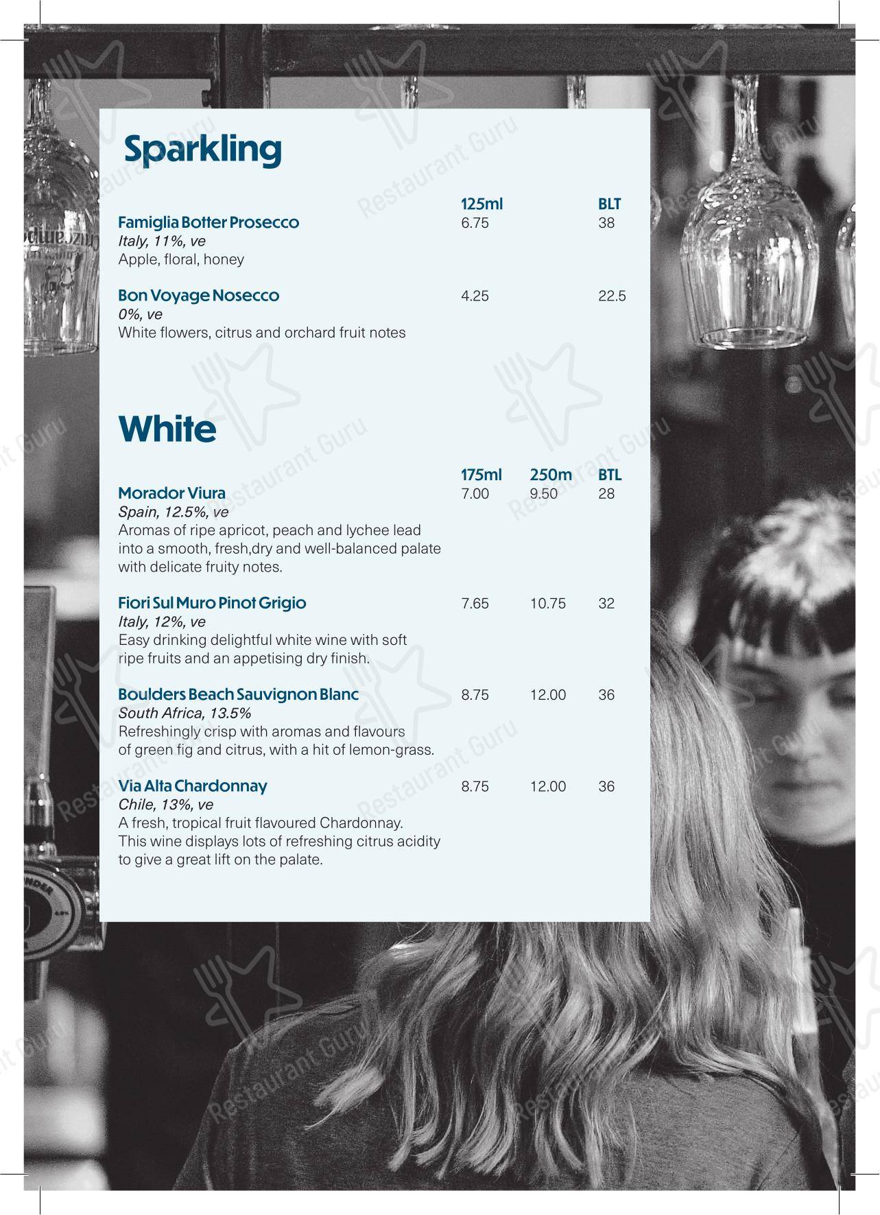 Home Bar & Kitchen в Манчестере - Меню напитков