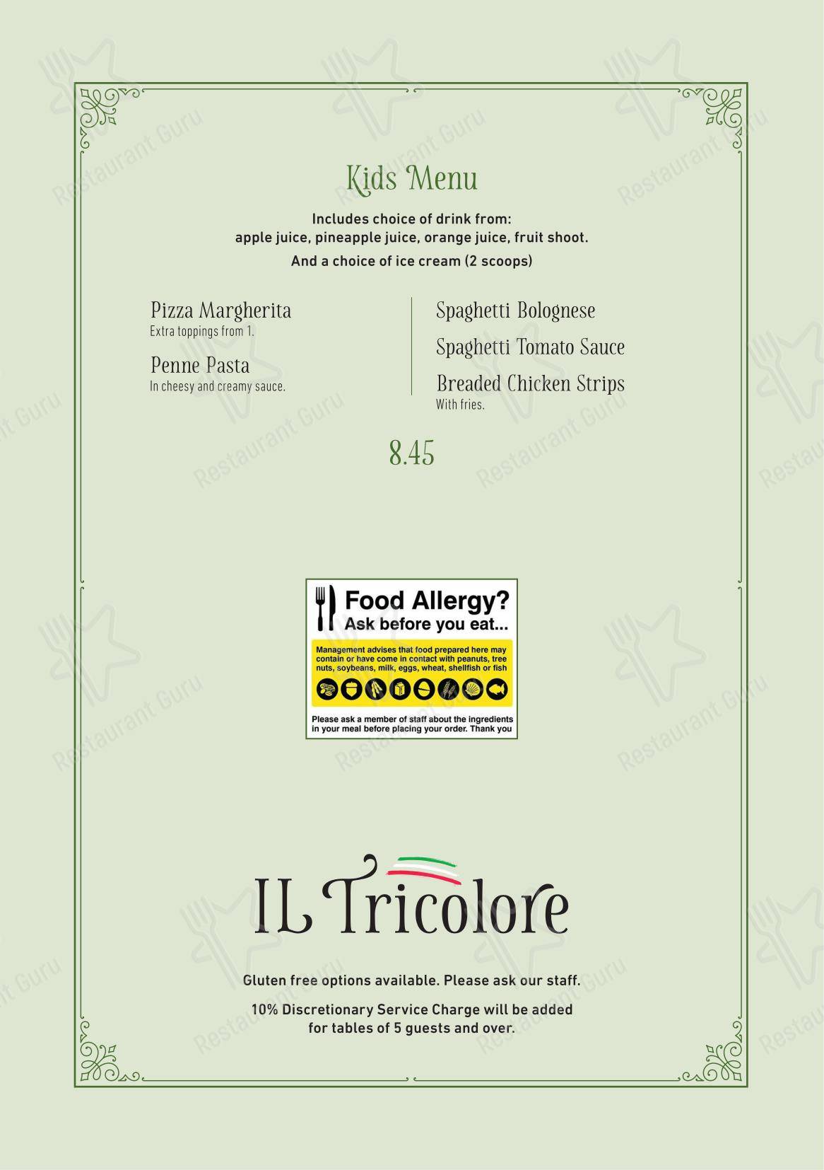 Il Tricolore в Рамсгите - Меню напитков