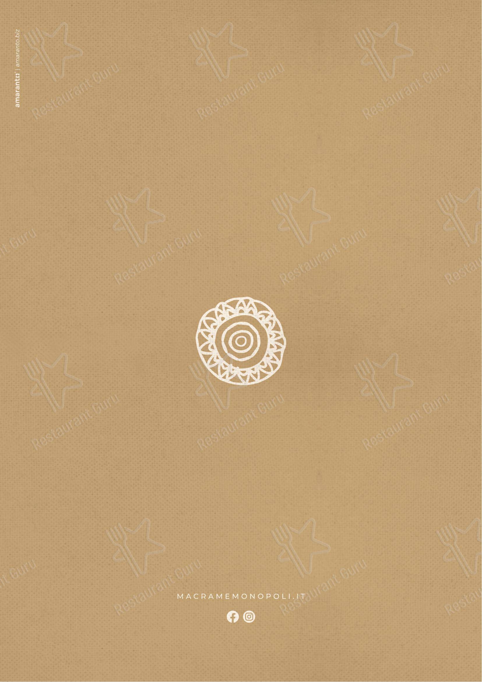 菜单 ресторана Macramè Apulian Beach Experience