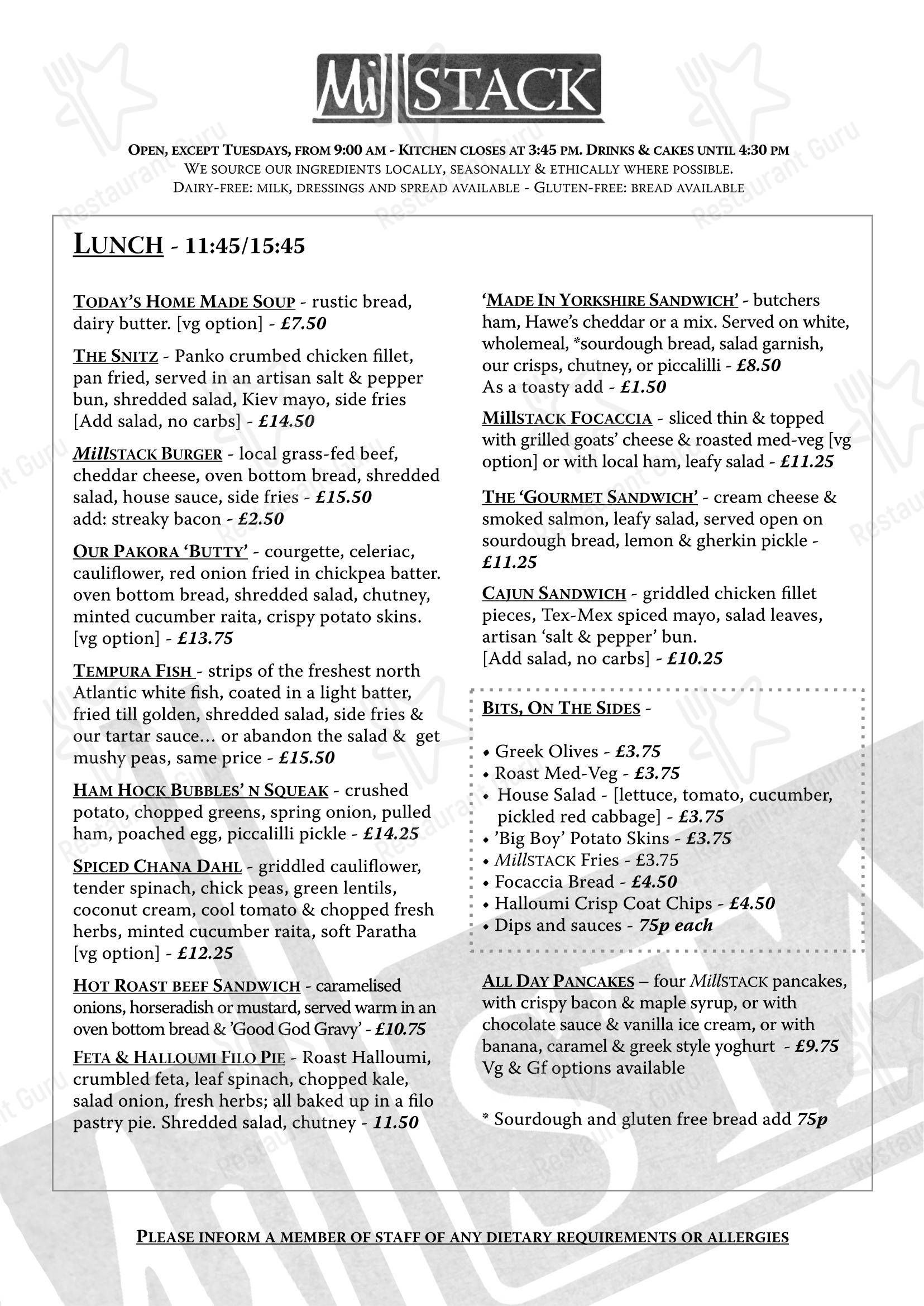 Коктейльная карта кафе Millstack cafe