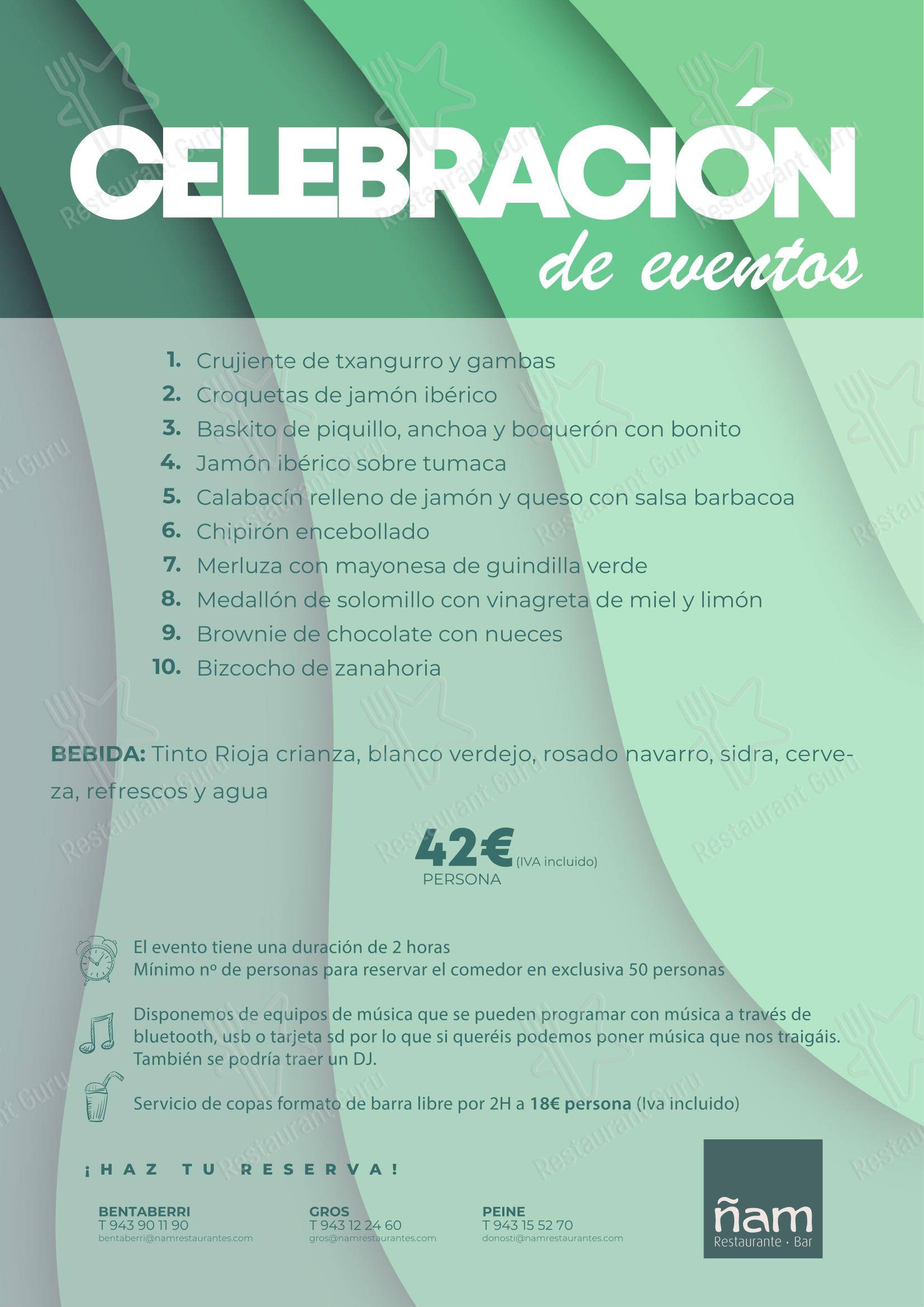 Ñam Restaurantes - Bilbondo в Басаури - Group Booking Menu
