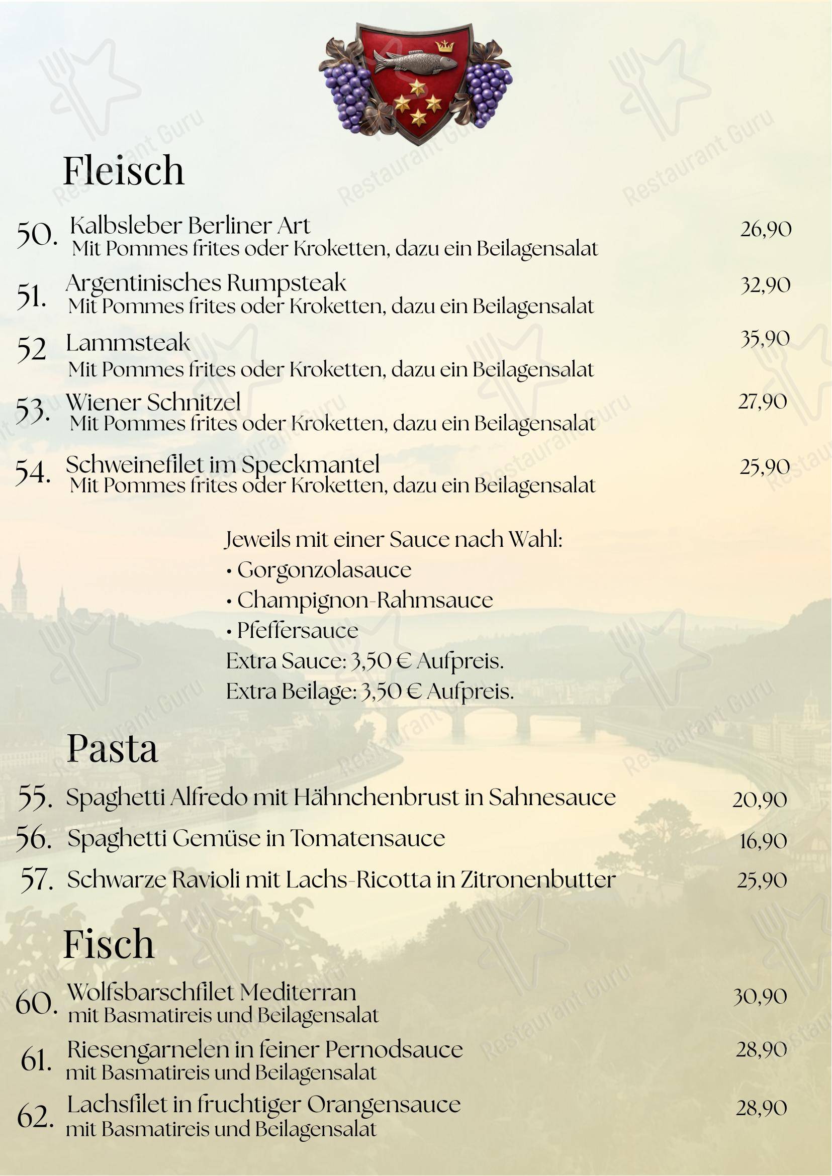 Меню ресторана Restaurant Rheinblick в Ункеле