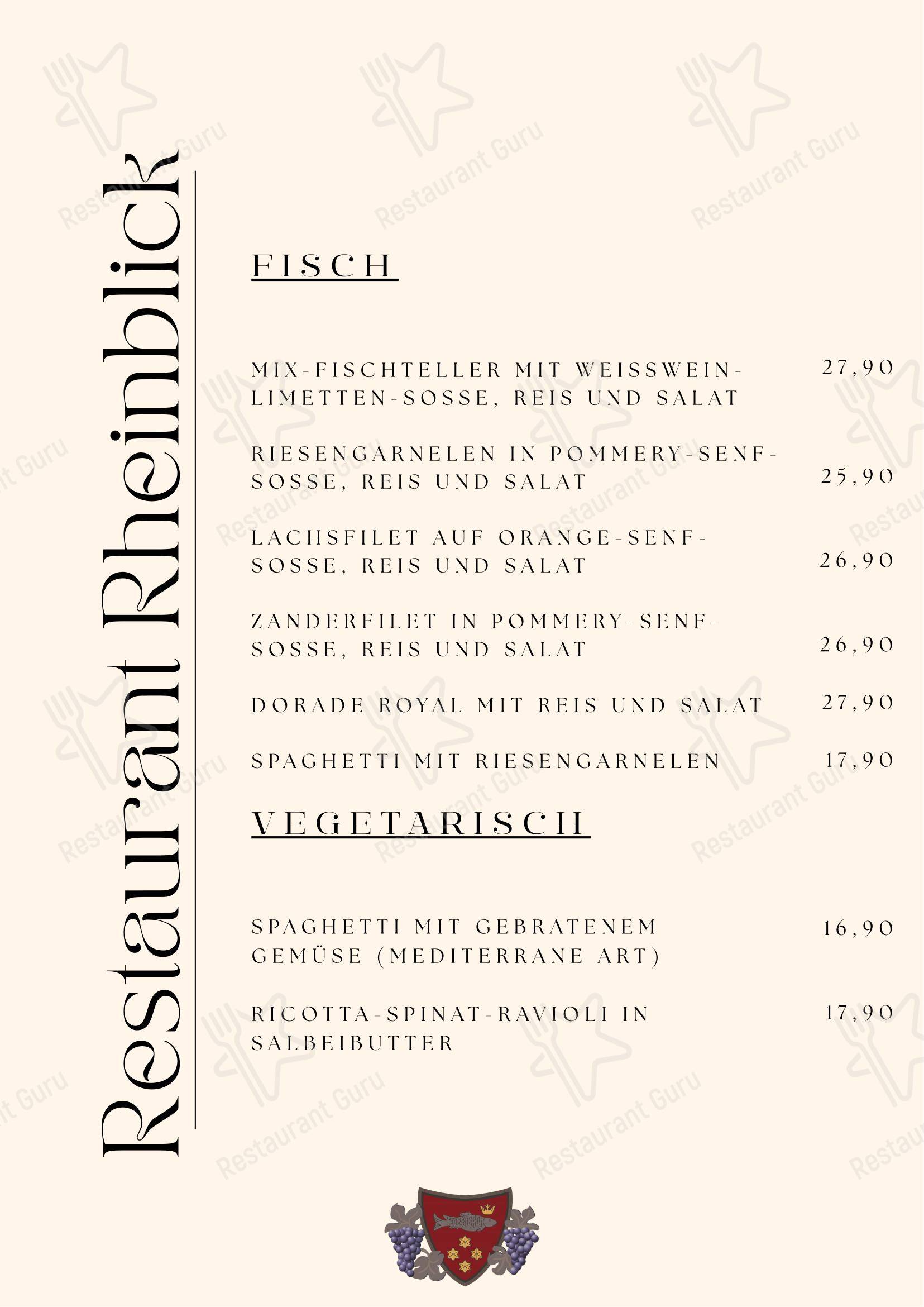 Меню напитков ресторана Restaurant Rheinblick в Ункеле