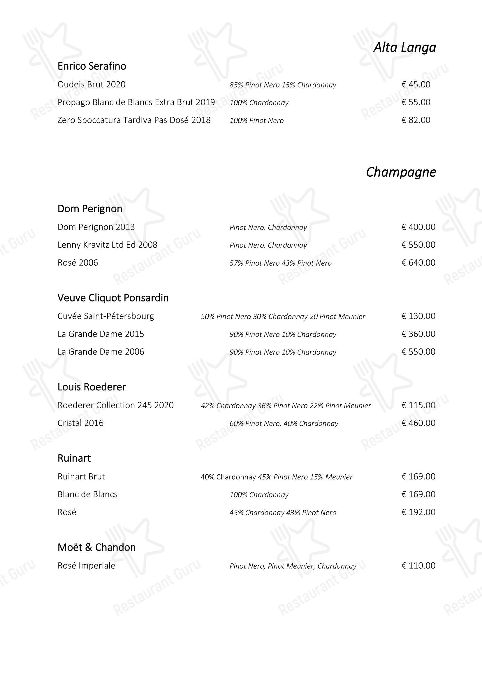 Меню напитков ресторана Ristorante Consolini