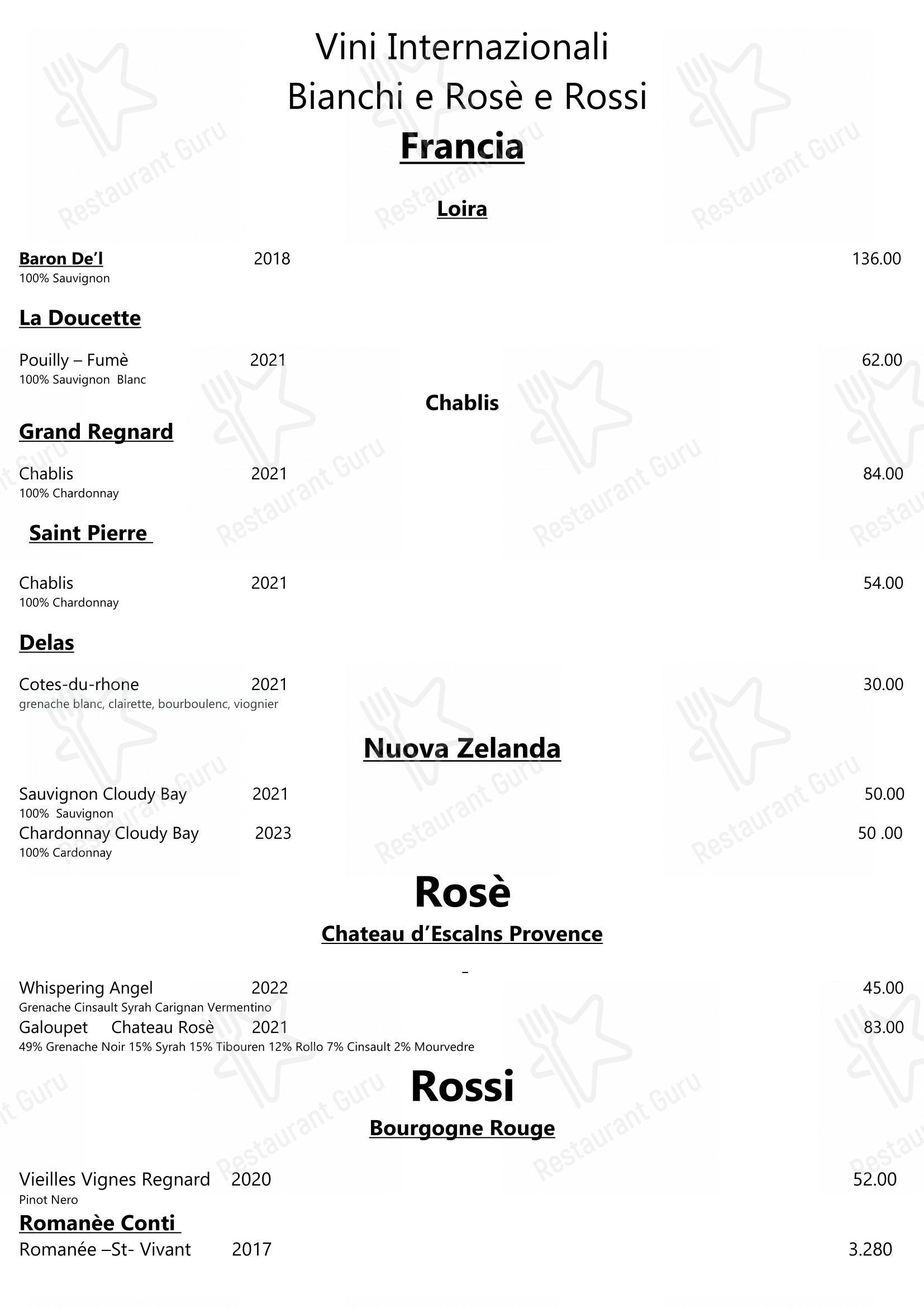 菜单 ресторана Ristorante Consolini