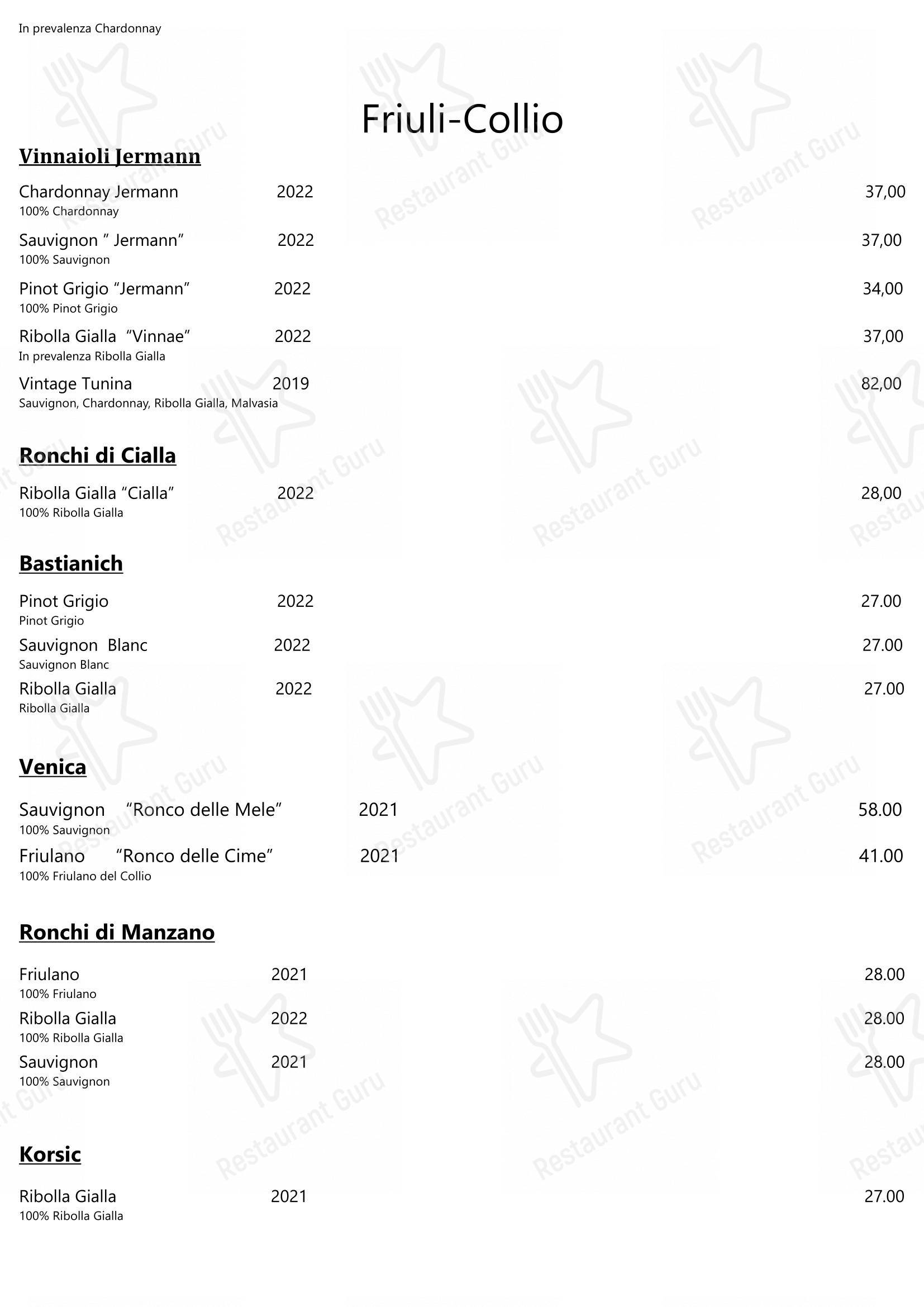Ristorante Consolini в Риме - 菜单