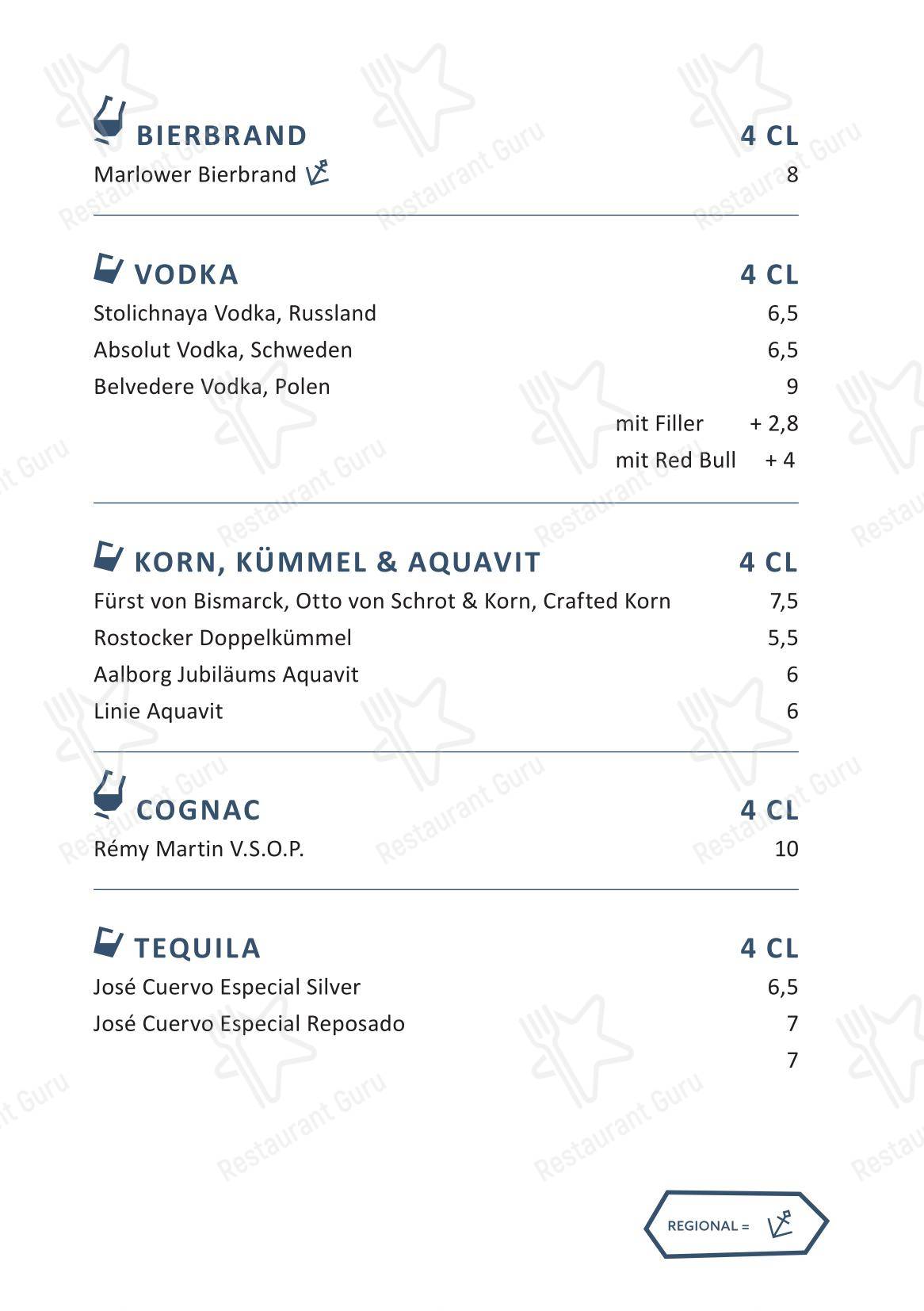 Меню напитков паба и бара Rooftop Bar - KAI40