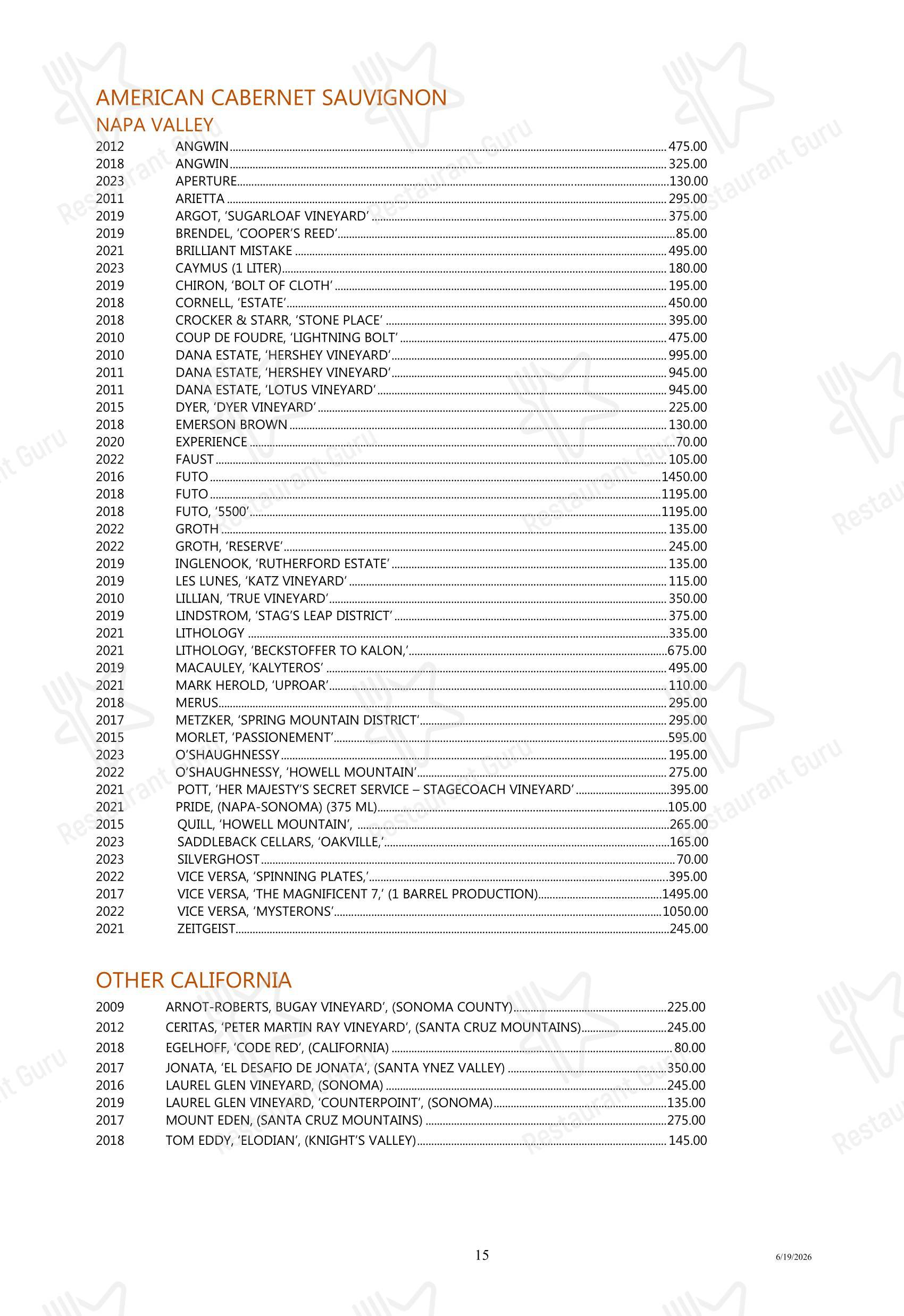 Boronia Catering Menu Pack ресторана Tony's