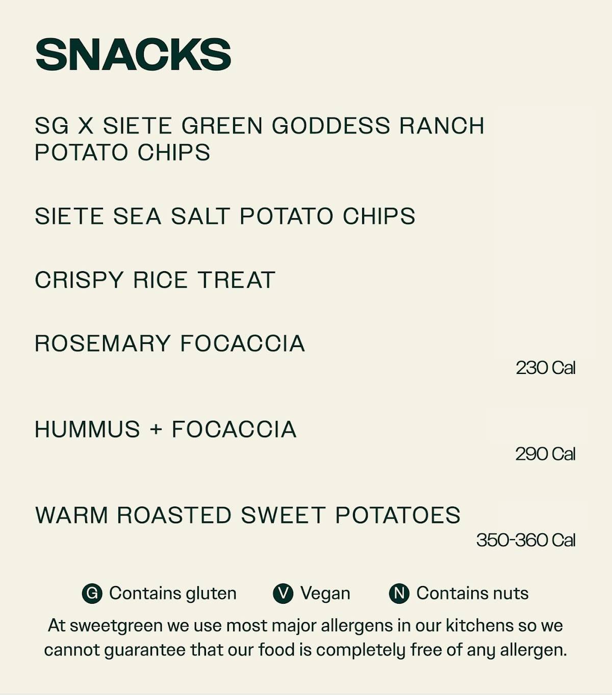 sweetgreen - Healthy Salads, Wraps, and Bowls меню