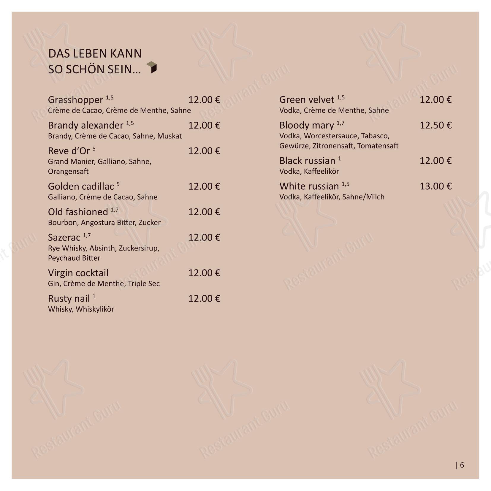 Меню паба и бара mini Bar Hannover - 菜单
