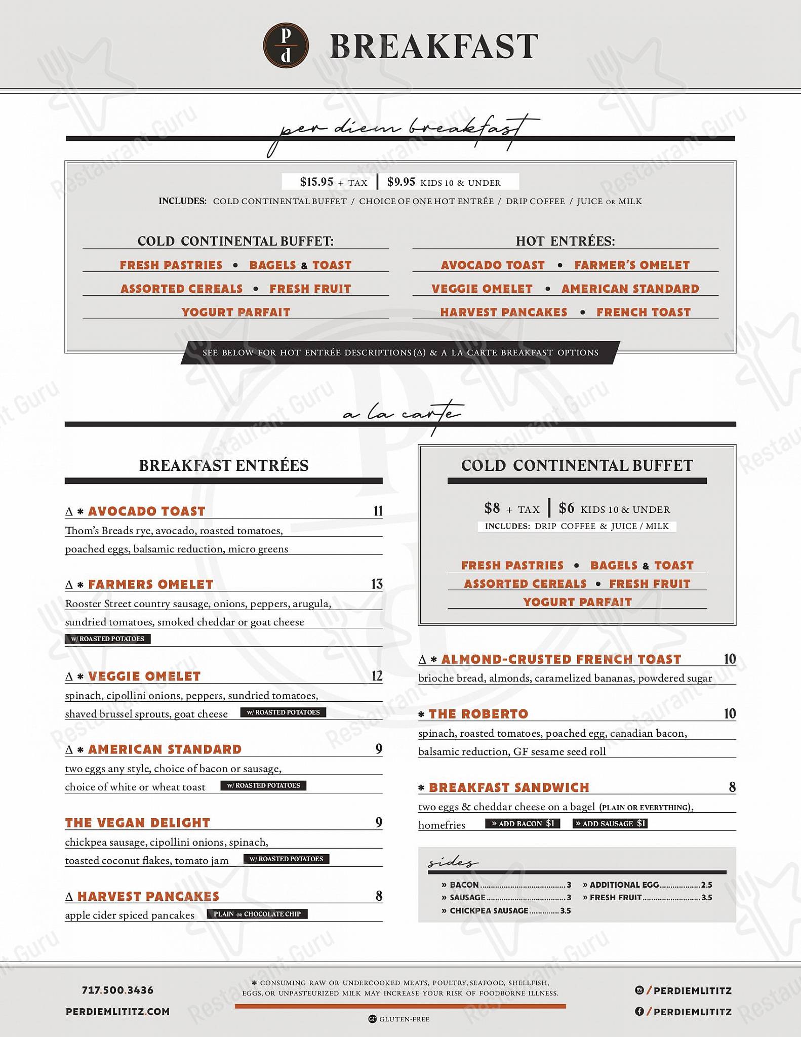 Per Diem в Литице - Bar menu