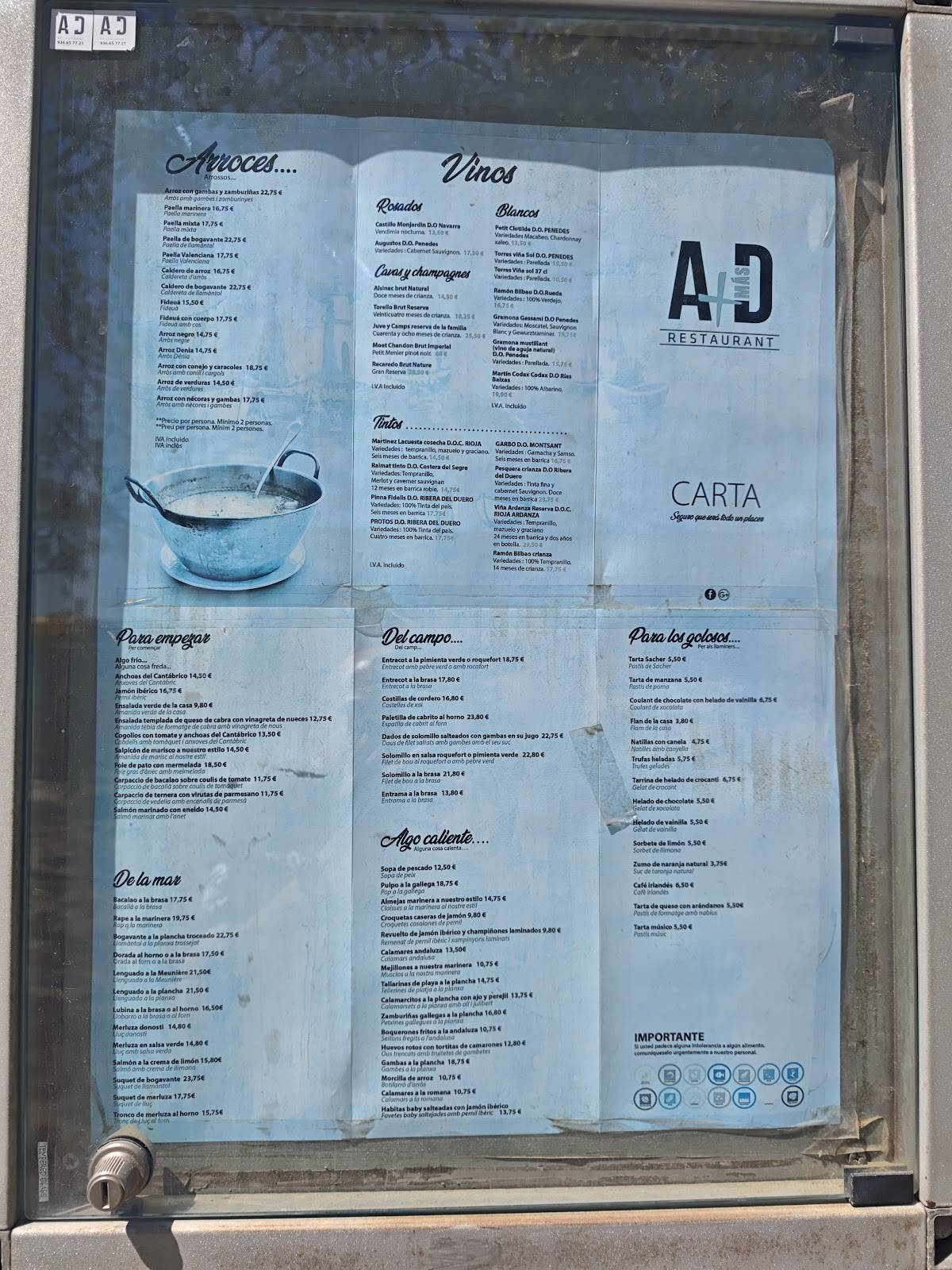 restaurant A+D меню