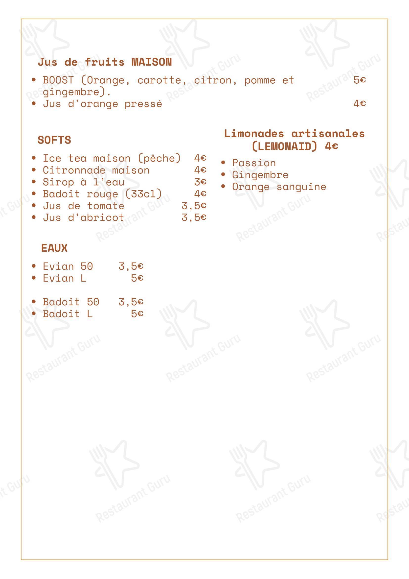Меню ресторана BF Brunch & Coffee в Лионе