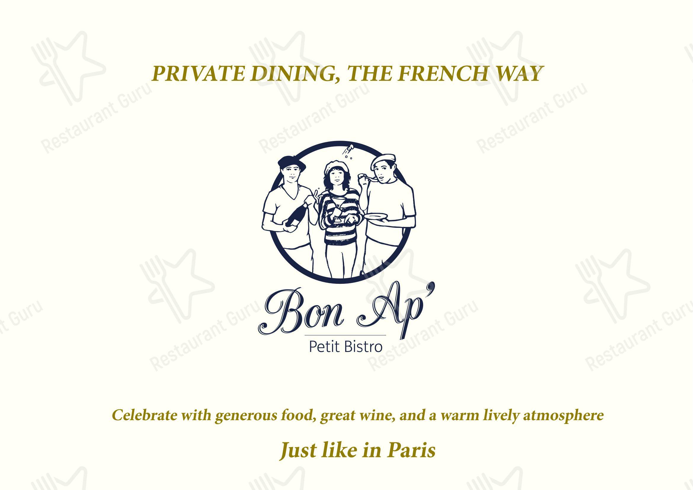 Wine Menu паба и бара Bon Ap' Petit Bistro в Фицрое