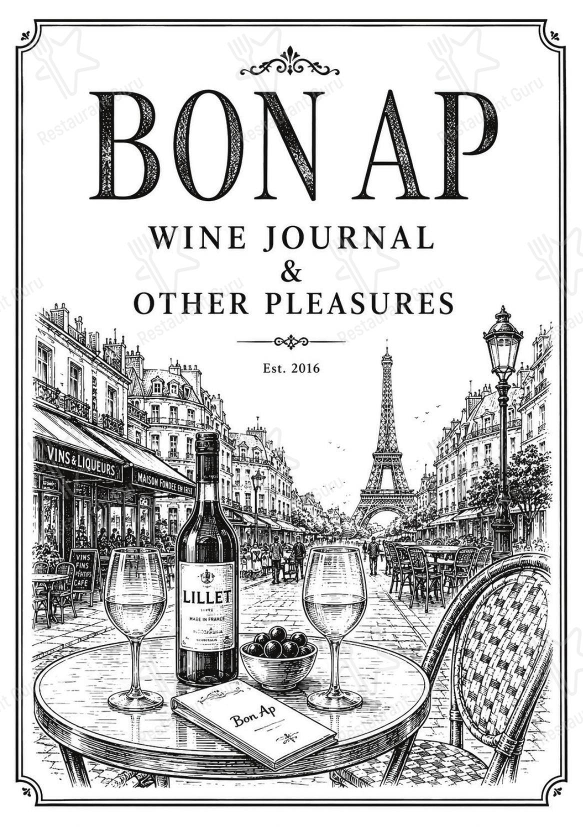 Dinner Menu паба и бара Bon Ap' Petit Bistro в Фицрое