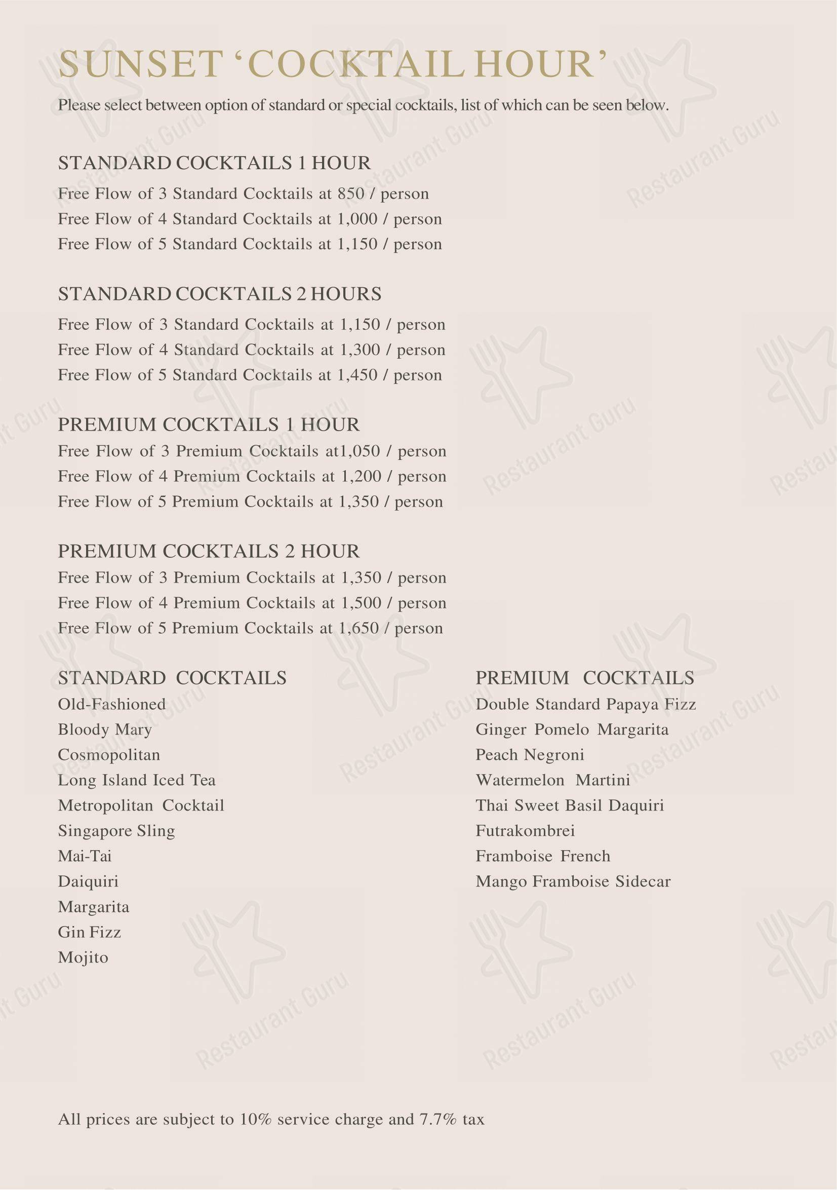 Меню ресторана Flames (InterContinental Koh Samui Resort) - Carte menu