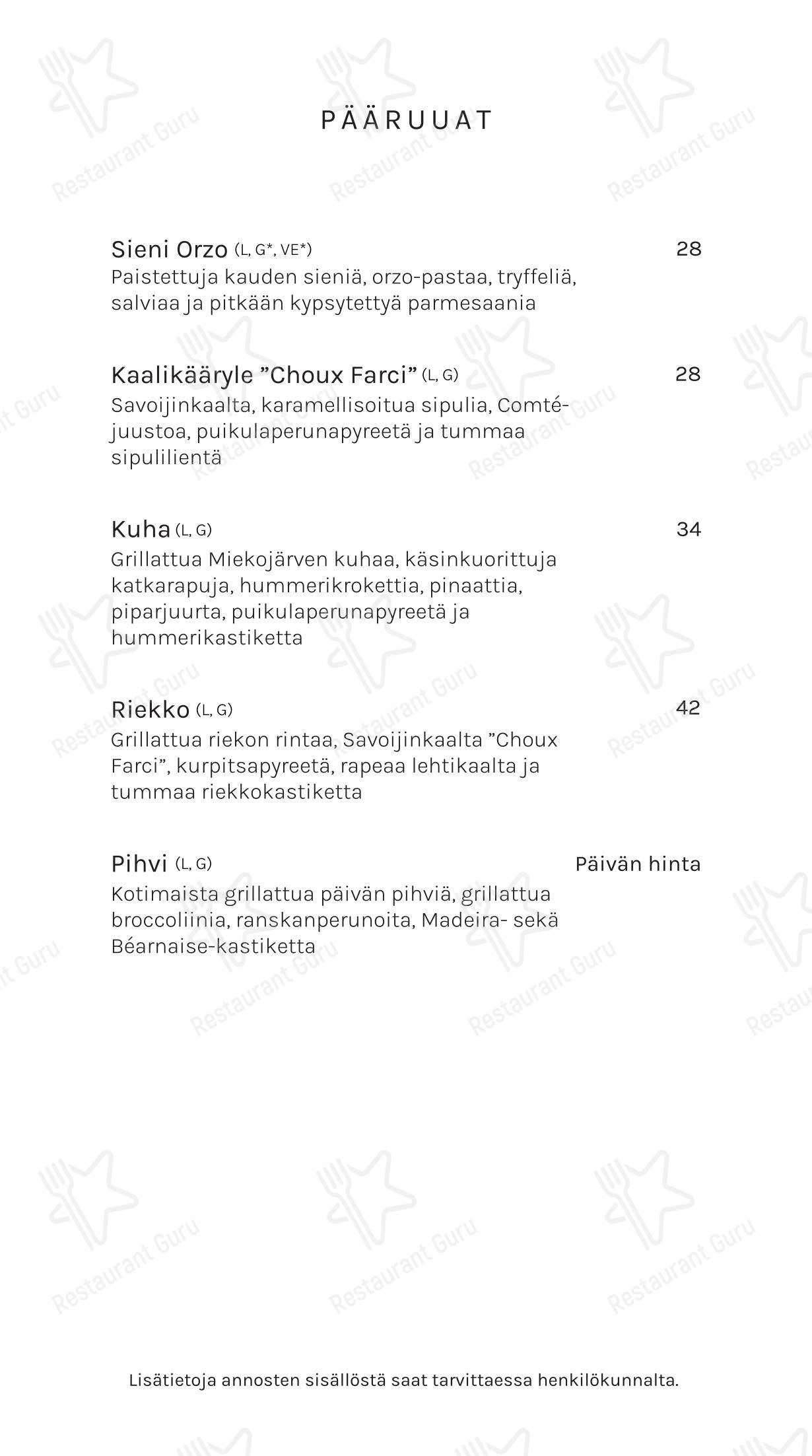 Glass Resort Restaurant в Рованиеми - Меню напитков