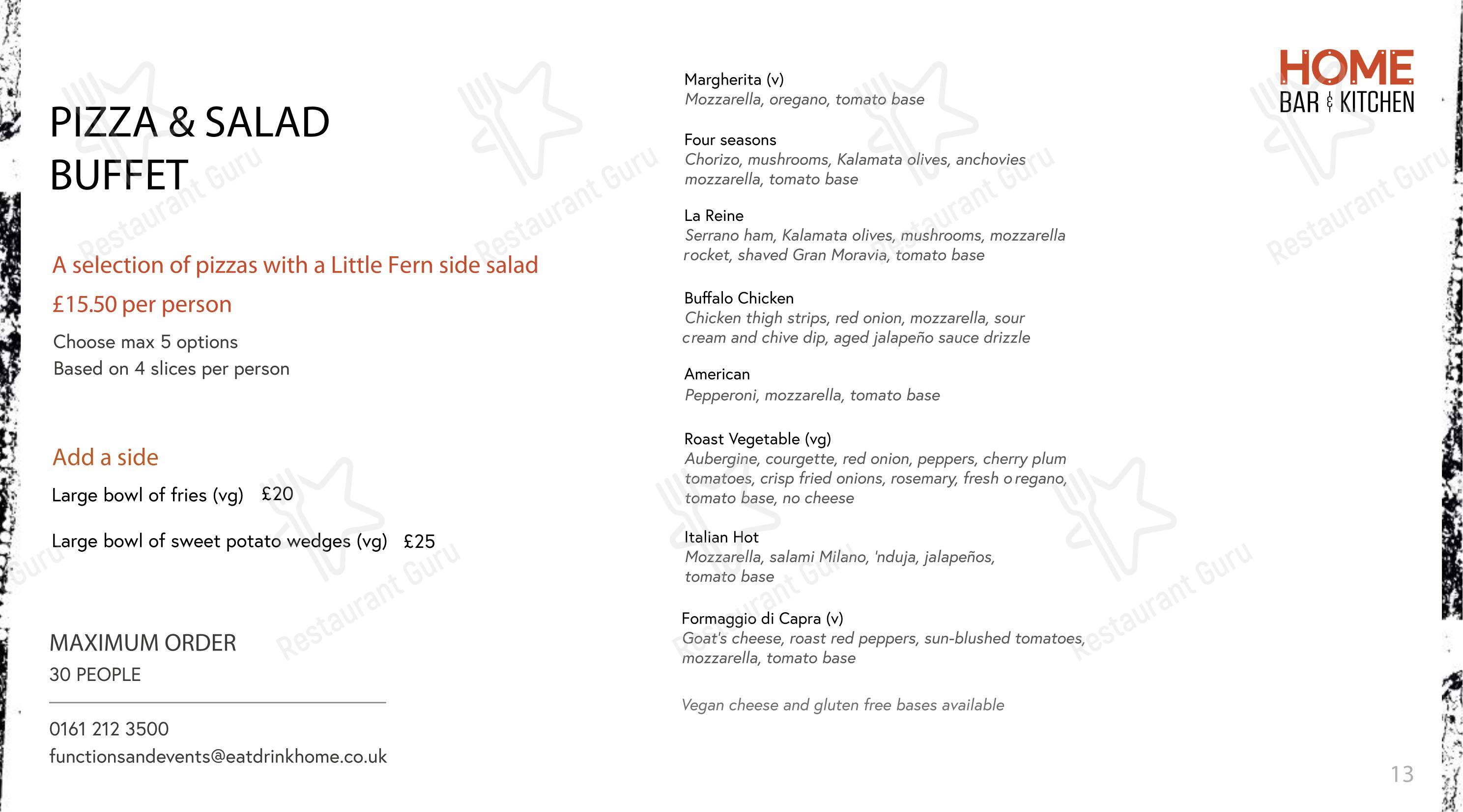 Wine Menu ресторана Home Bar & Kitchen