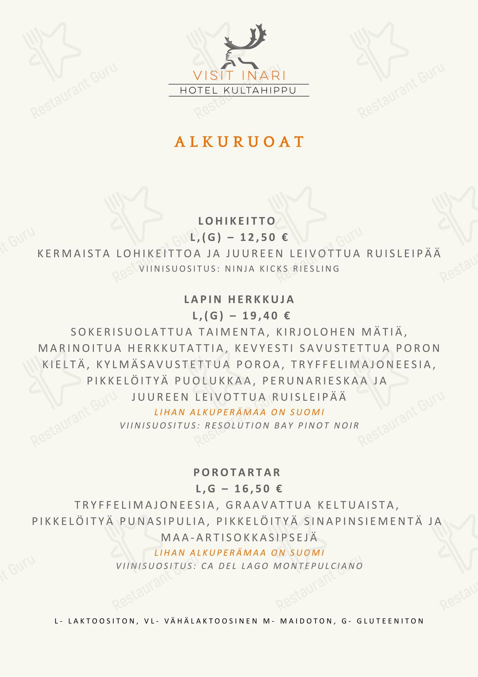 Меню ресторана Restaurant Aurora - Меню