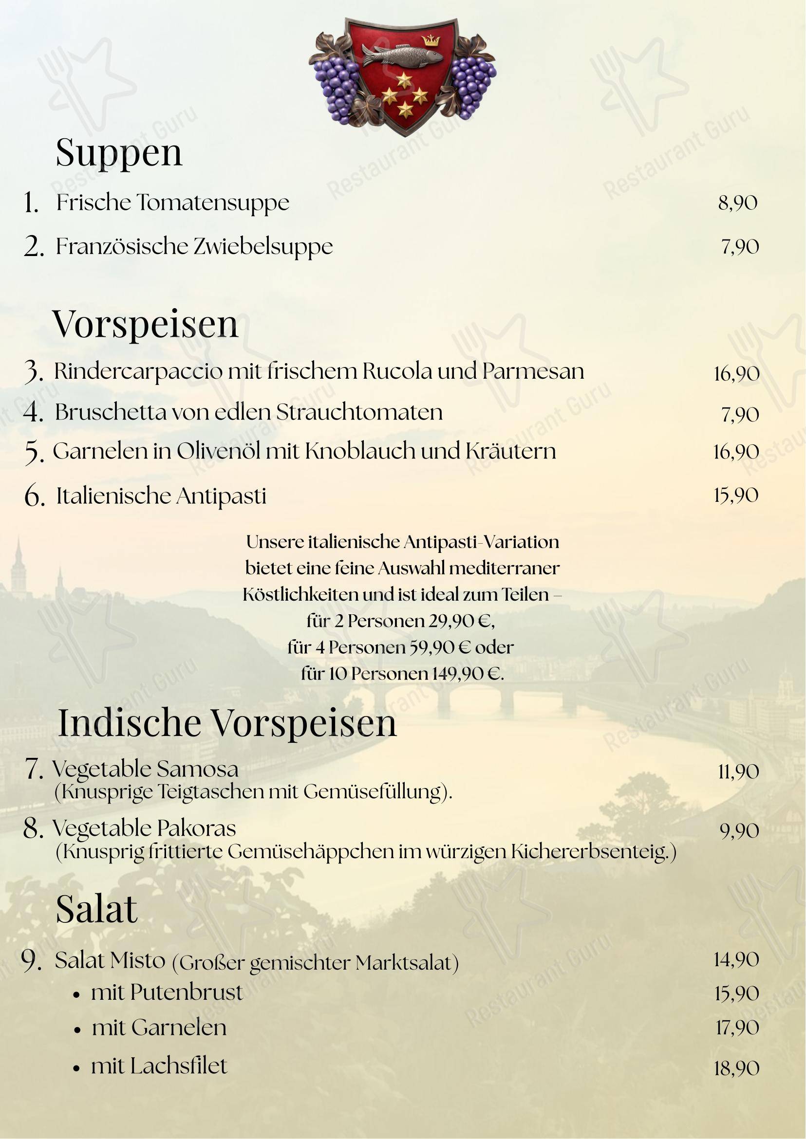 Меню ресторана Restaurant Rheinblick в Ункеле