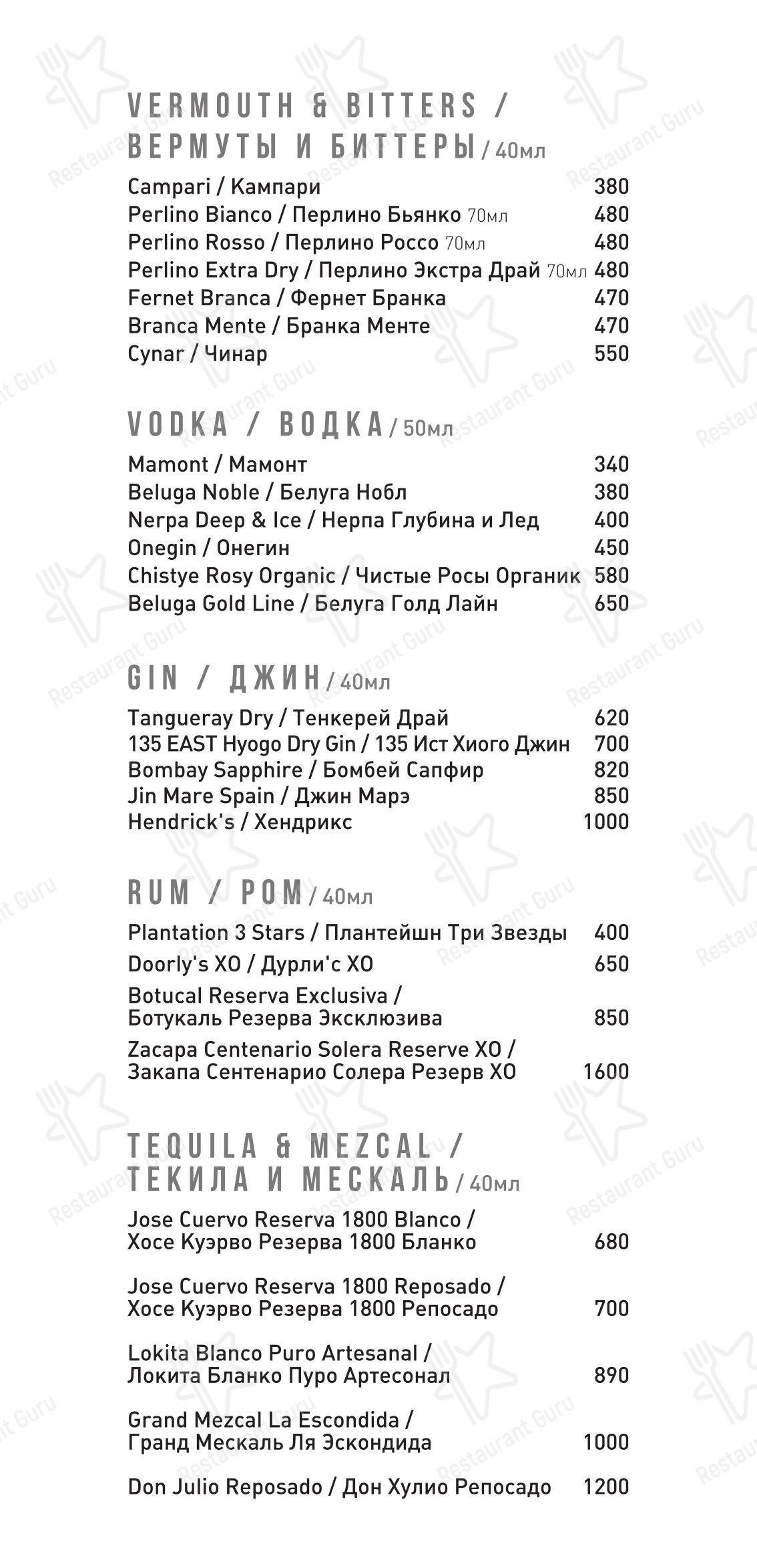 Меню ресторана Right Habits