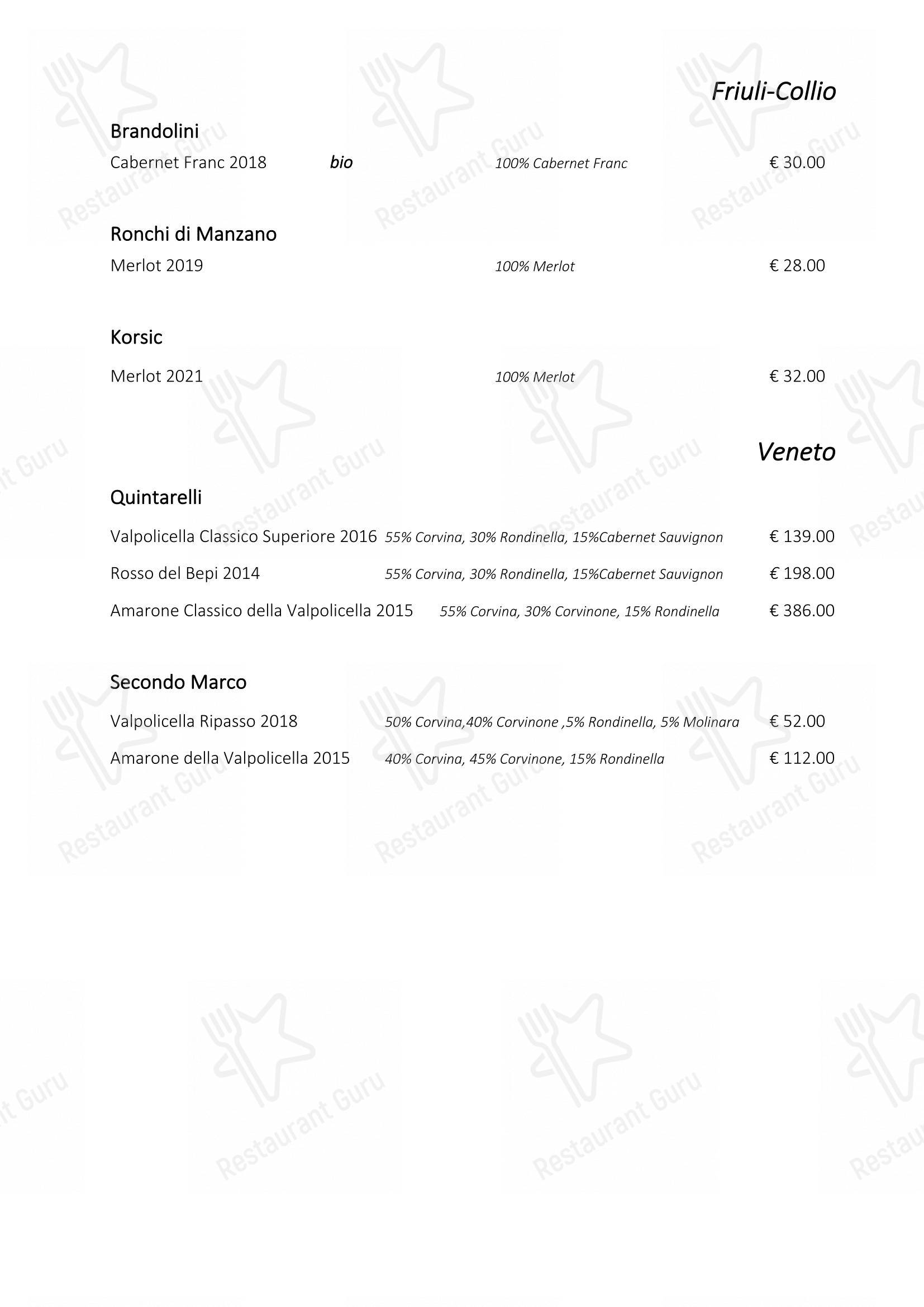 Меню ресторана Ristorante Consolini - Основное меню