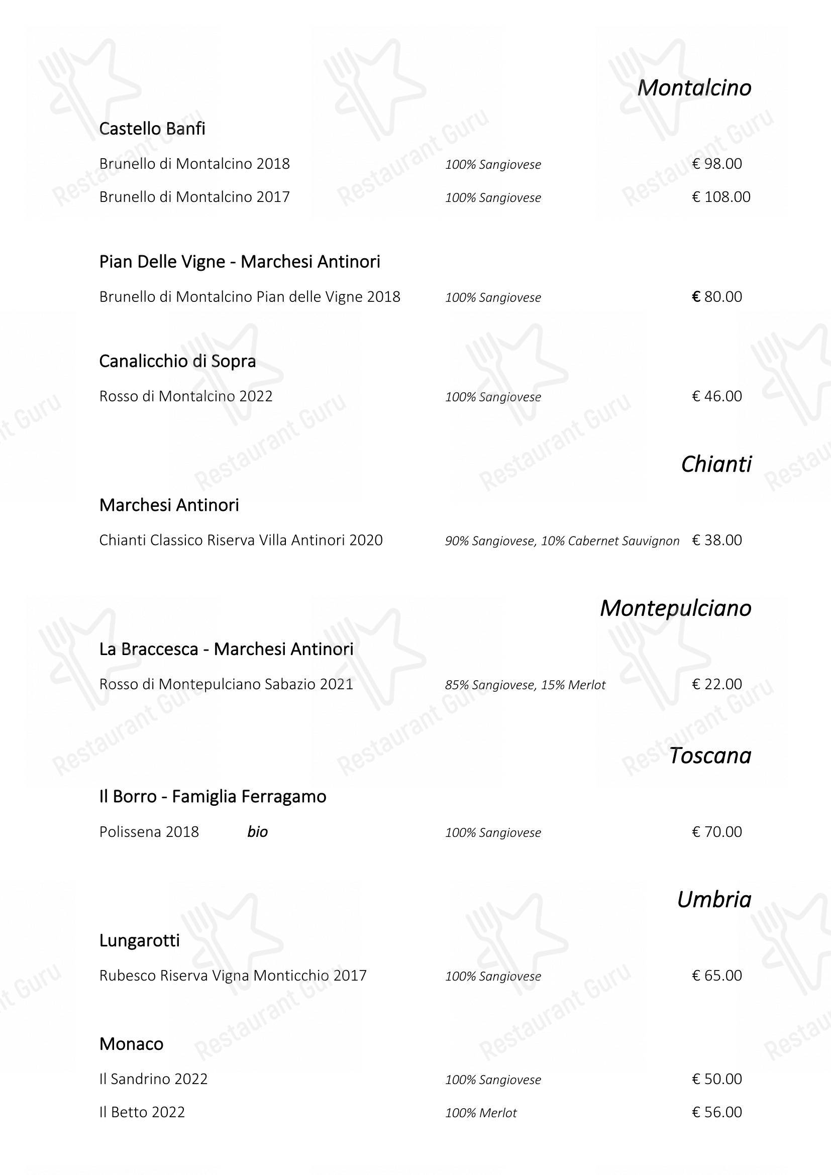 Меню ресторана Ristorante Consolini - Основное меню