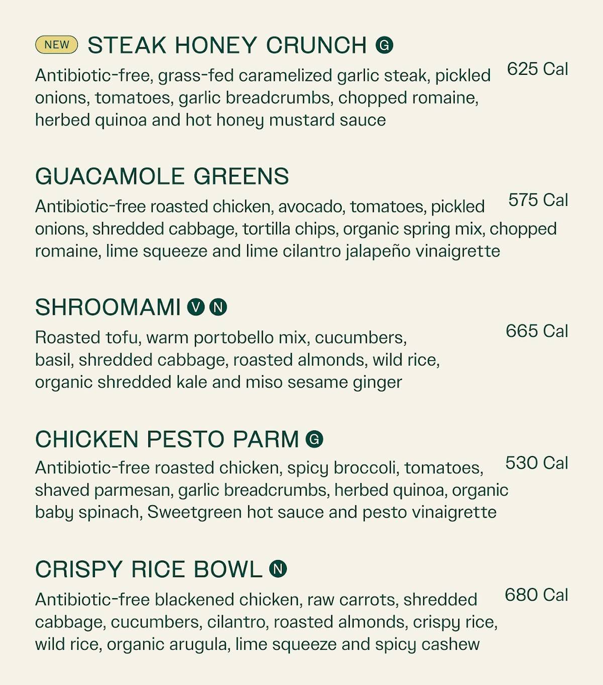 sweetgreen - Healthy Salads, Wraps, and Bowls меню