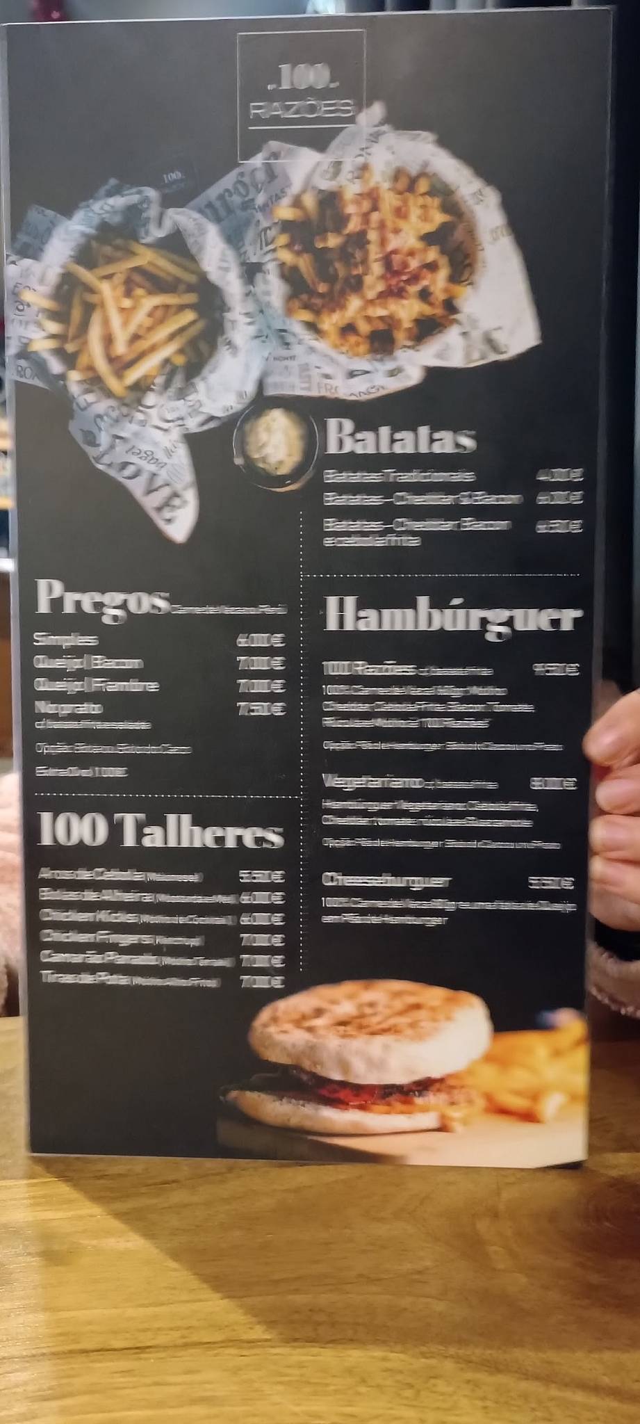 100 Razões меню