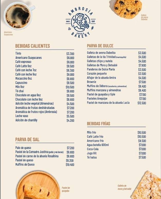 AMBROSIA COFFE & BAKERY меню