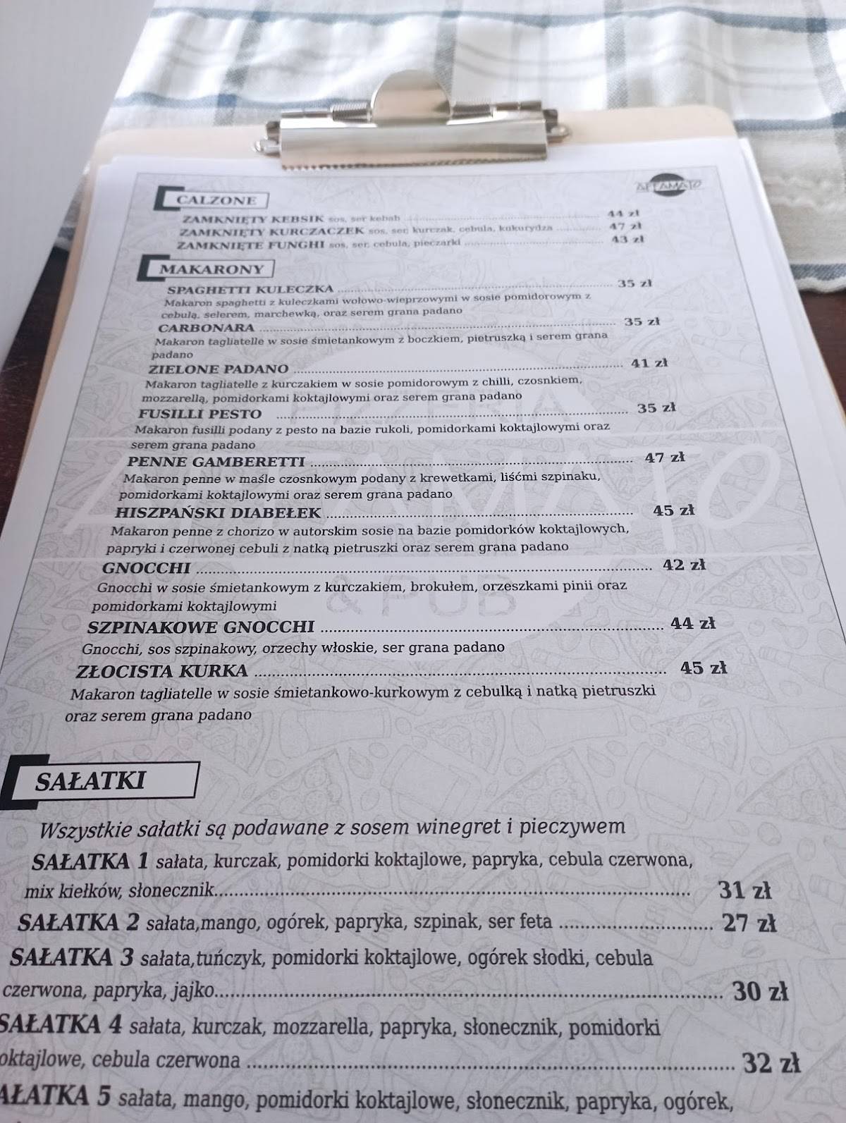 Affamato Głogów меню