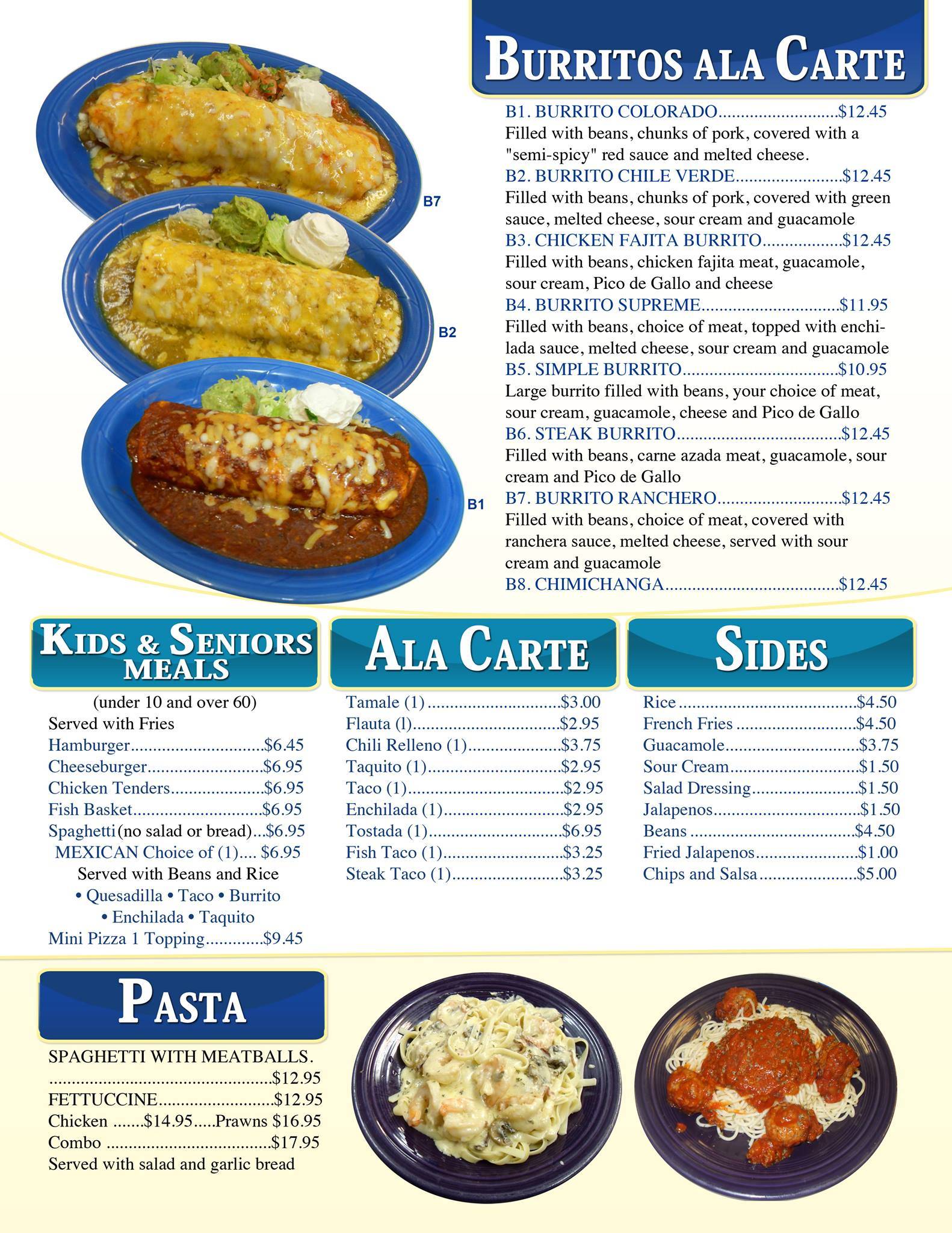 Agave Mexican Restaurant меню