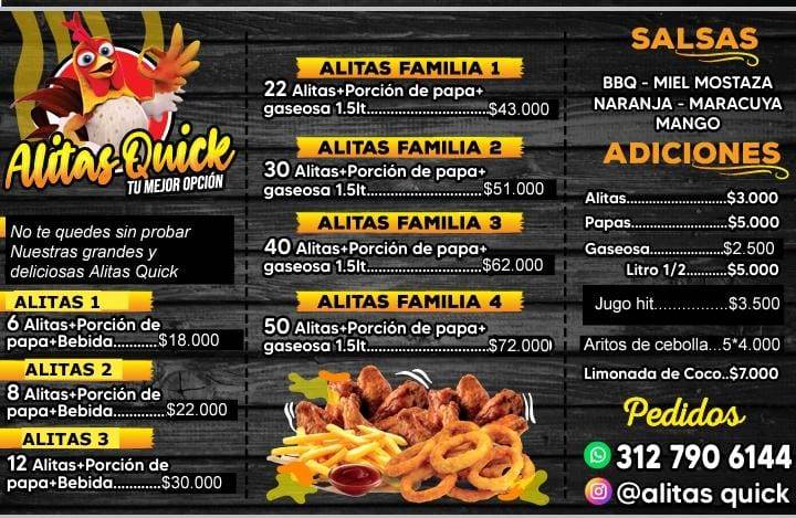 Alitas Quick меню