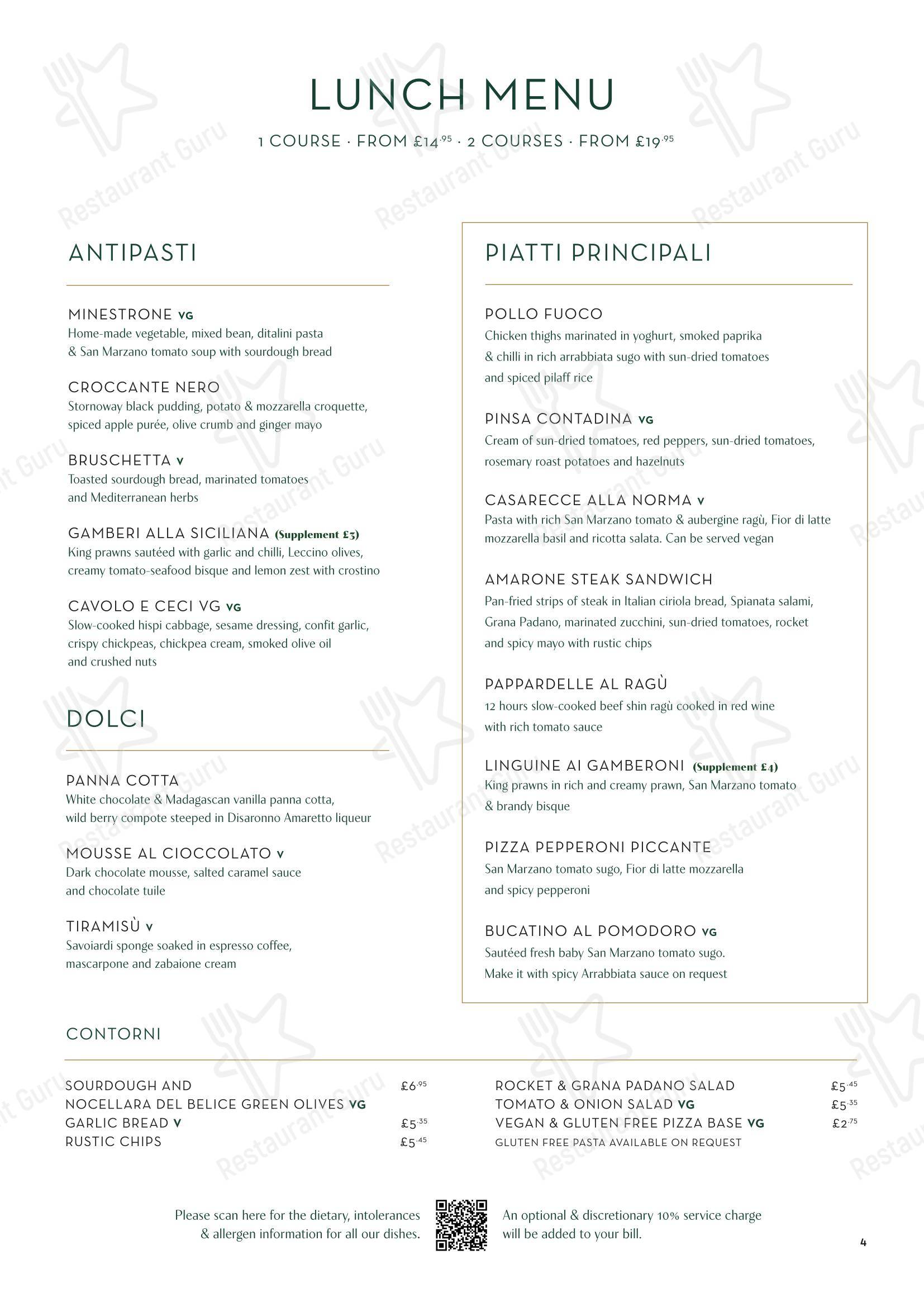 Boronia Catering Menu Pack паба и бара Amarone в Эдинбурге