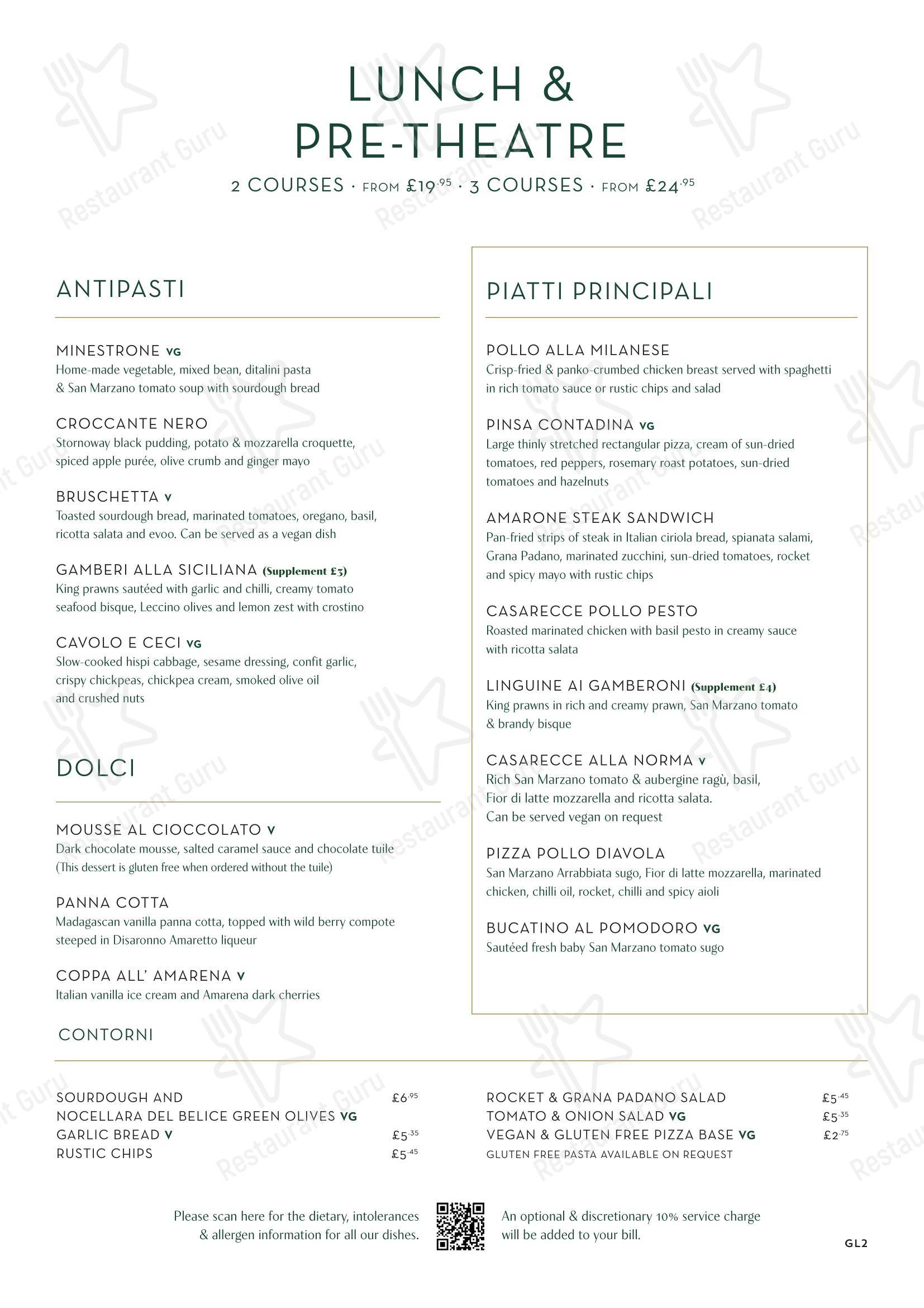 Drink menu паба и бара Amarone в Эдинбурге