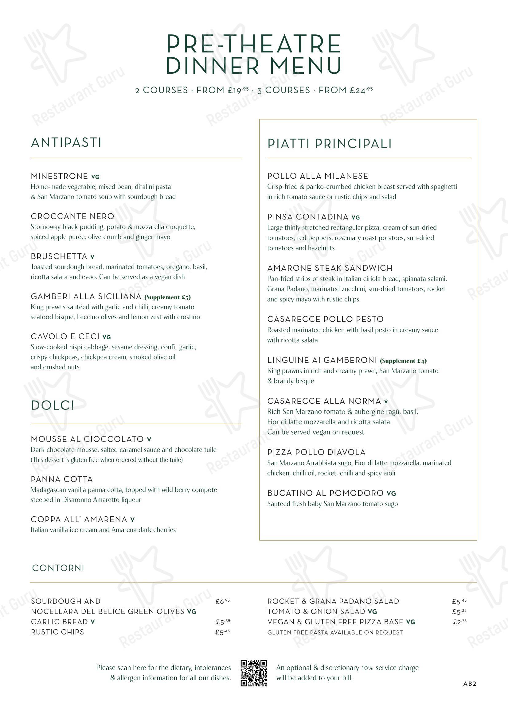 Christmas Menu паба и бара Amarone в Эдинбурге