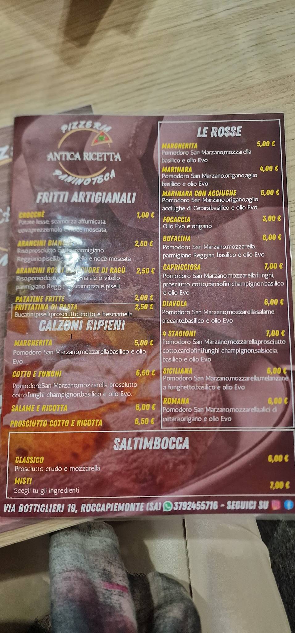 Antica Ricetta меню