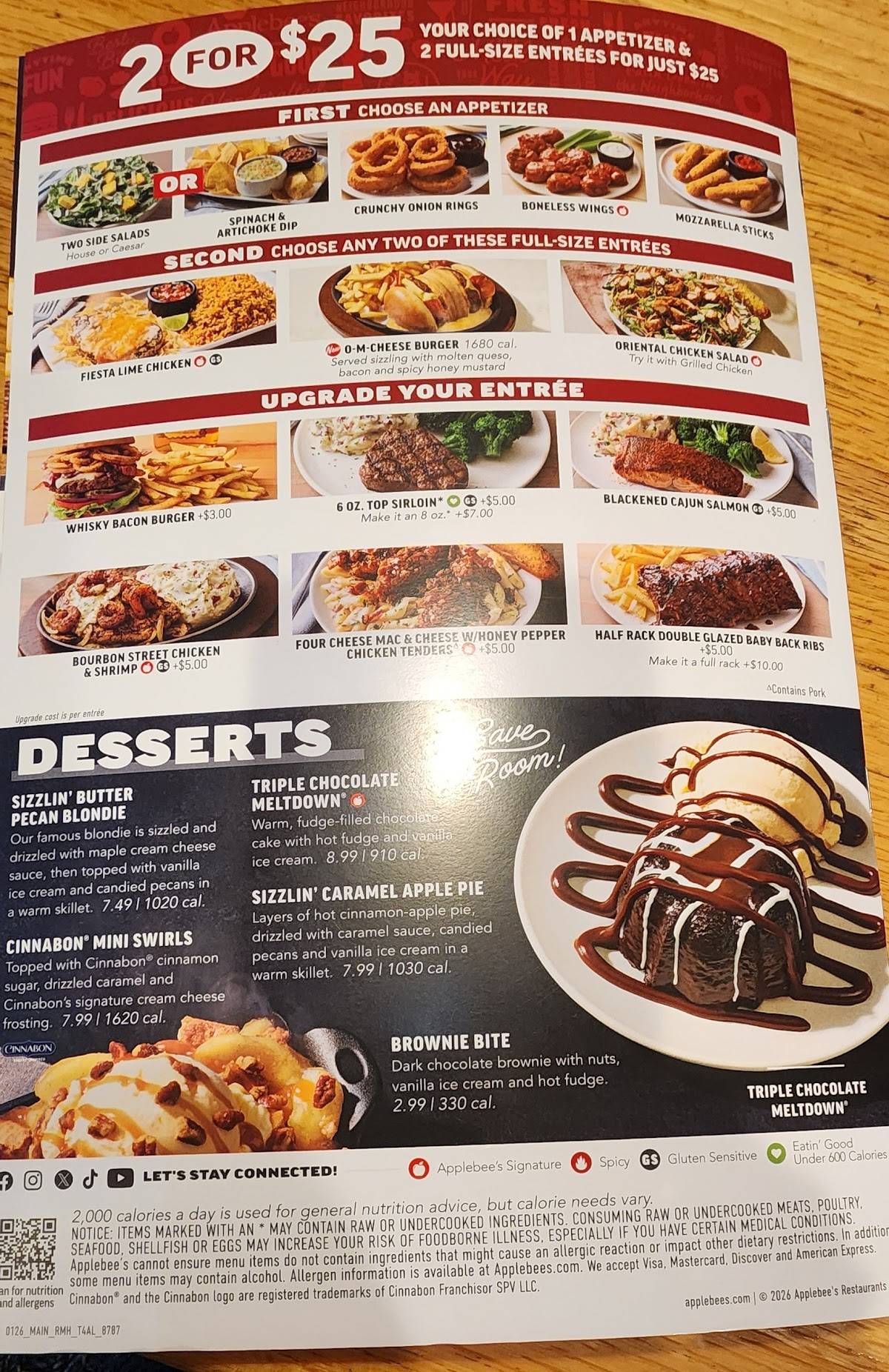 Applebee's Grill + Bar меню