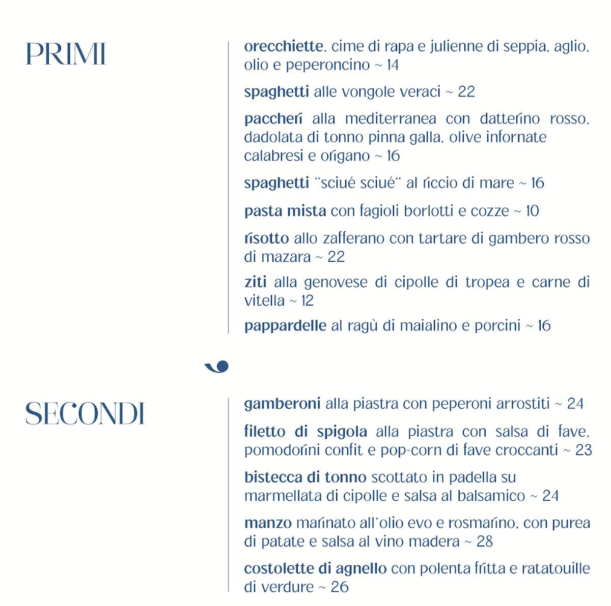 Aquà Ristorante меню