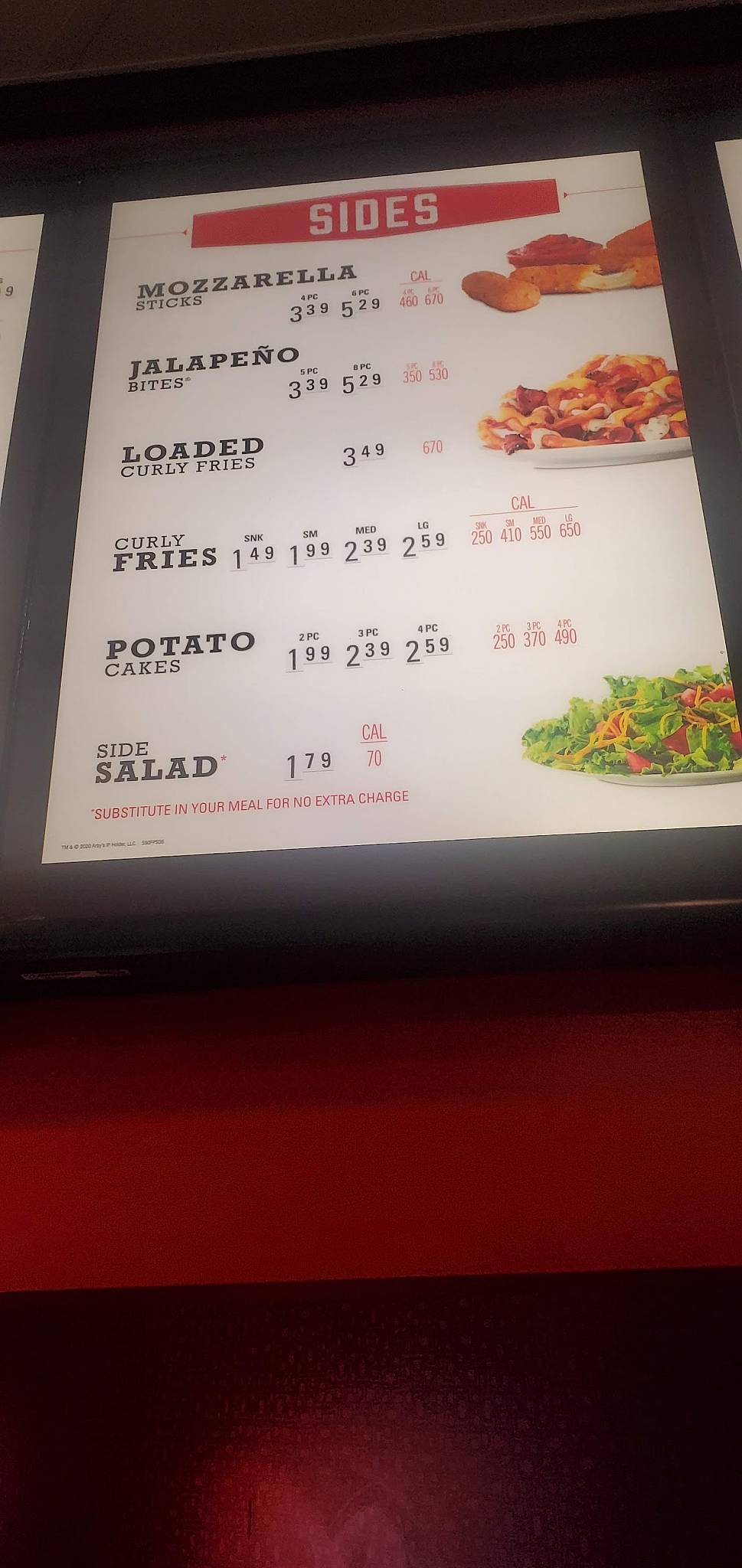 Arby's меню