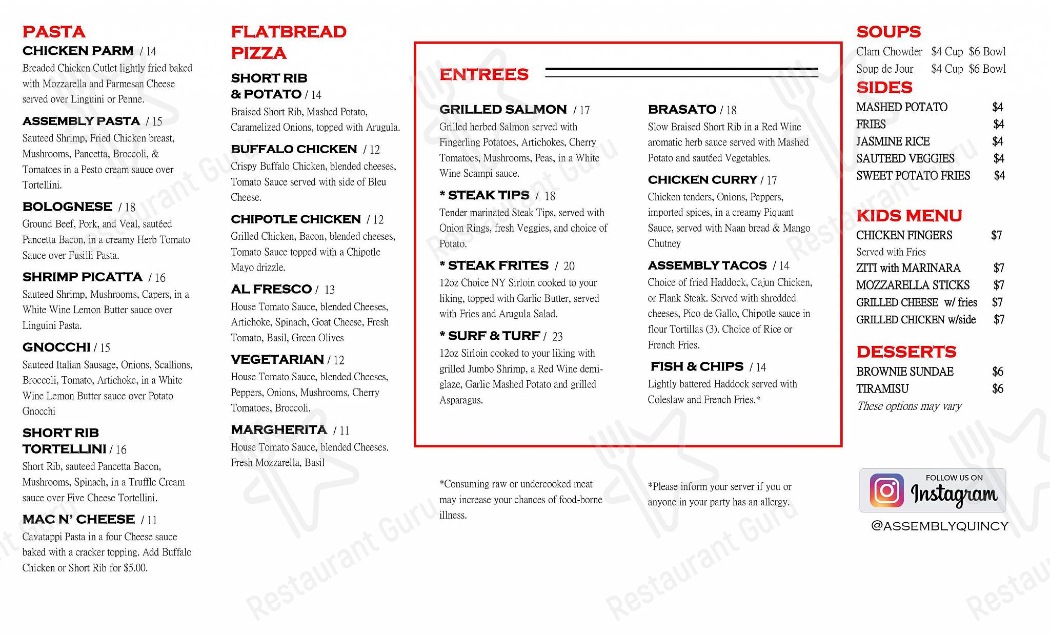 Assembly Quincy в Куинси - Takeaway Menu