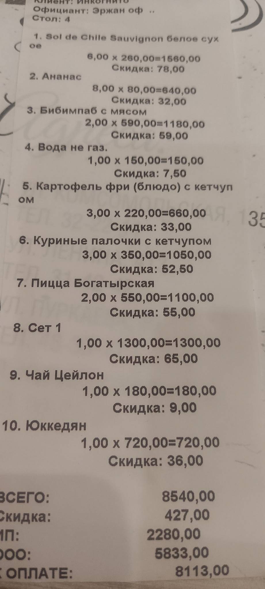 Ассорти меню