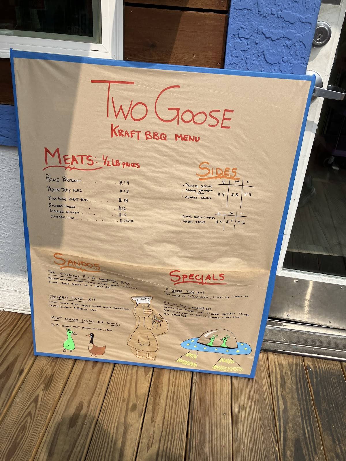 Two Goose меню